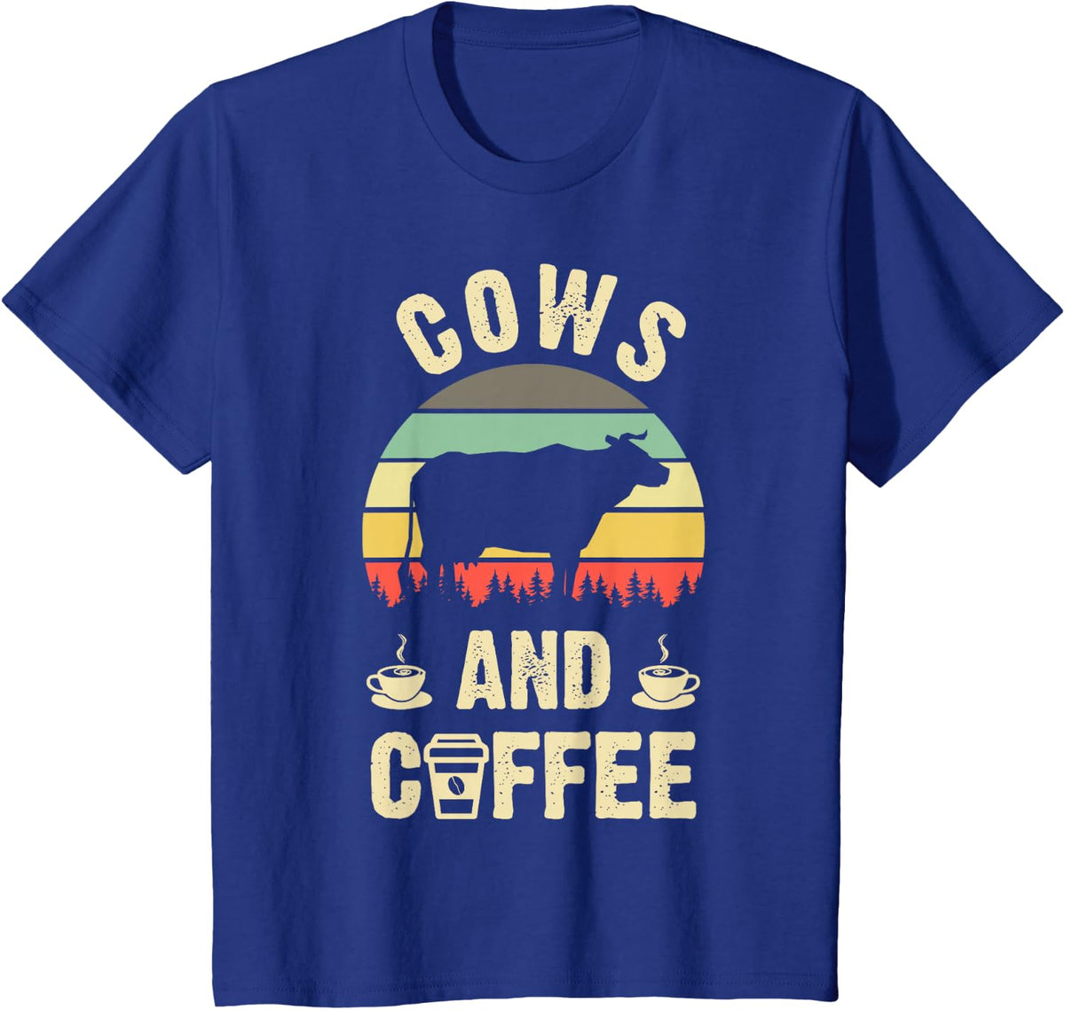 I like Cows & Coffee Funny vintage Pet theme lover gift T-Shirt - Royal Blue