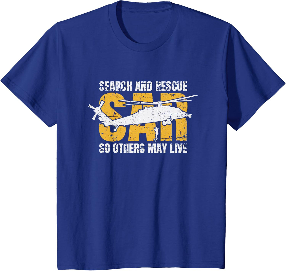 Search and Rescue Helicopter SAR Vintage Distressed Design T-Shirt - Royal Blue