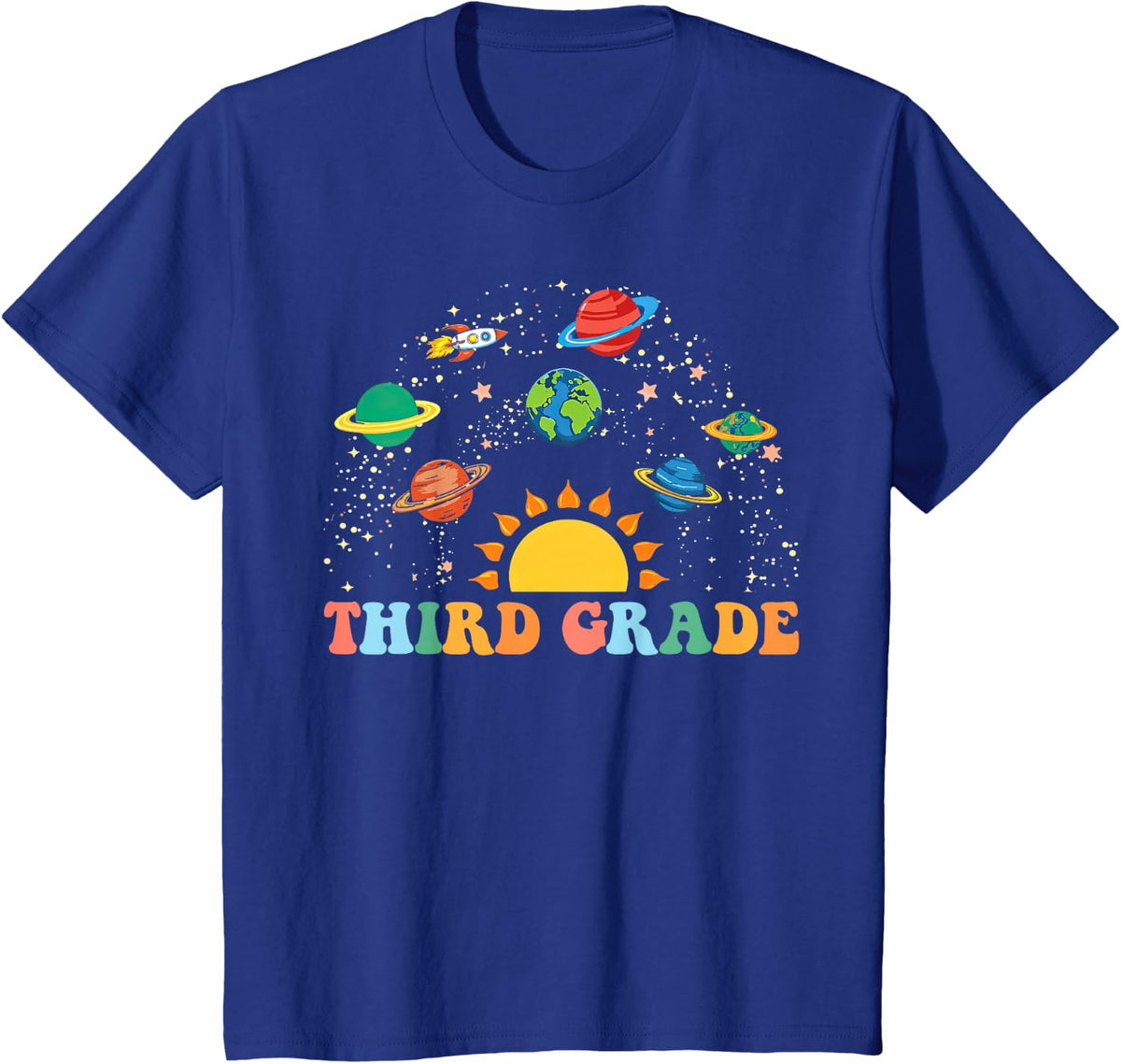 3rd Grade Teacher Outer Space Solar System Back To School T-Shirt - Royal Blue