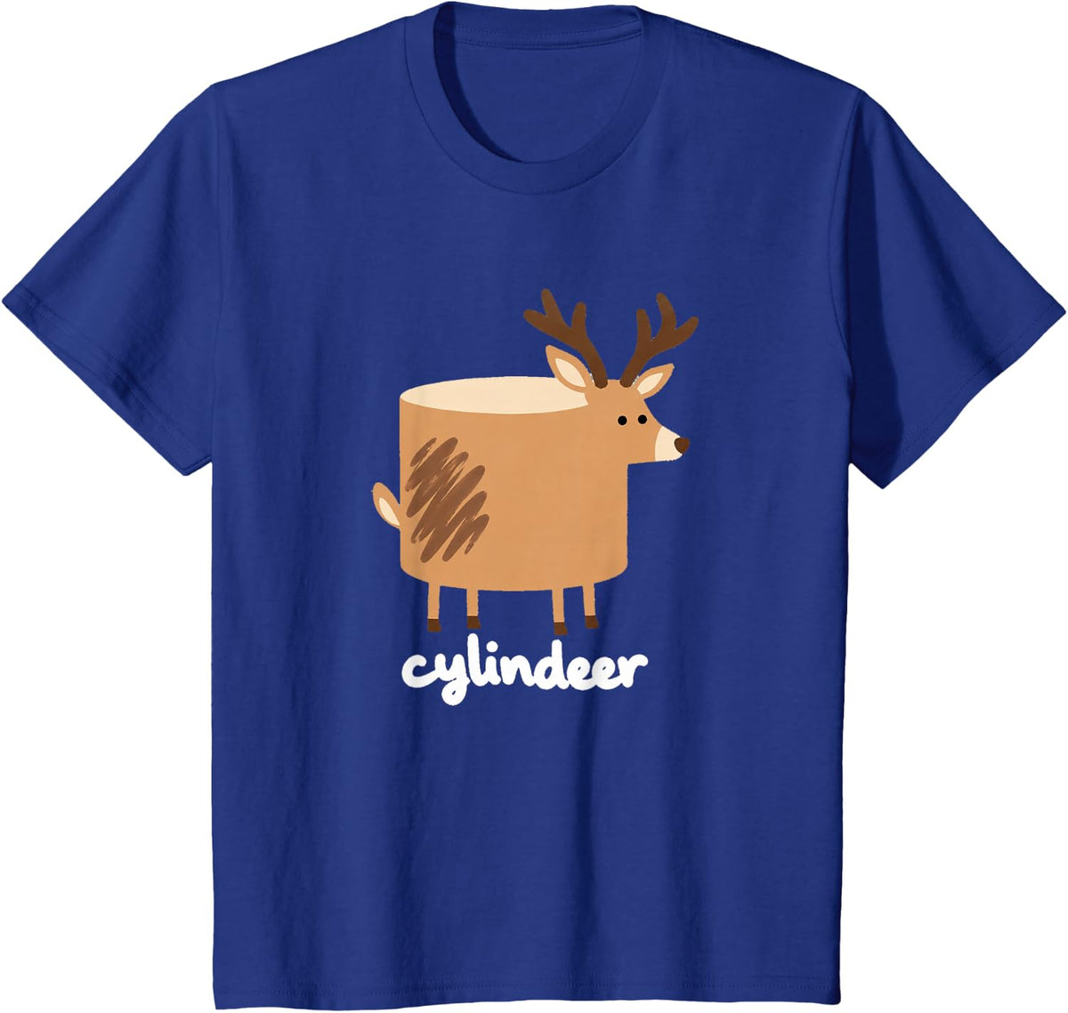 Funny Deer Geometry Cylinder Math Pun T-Shirt - Royal Blue