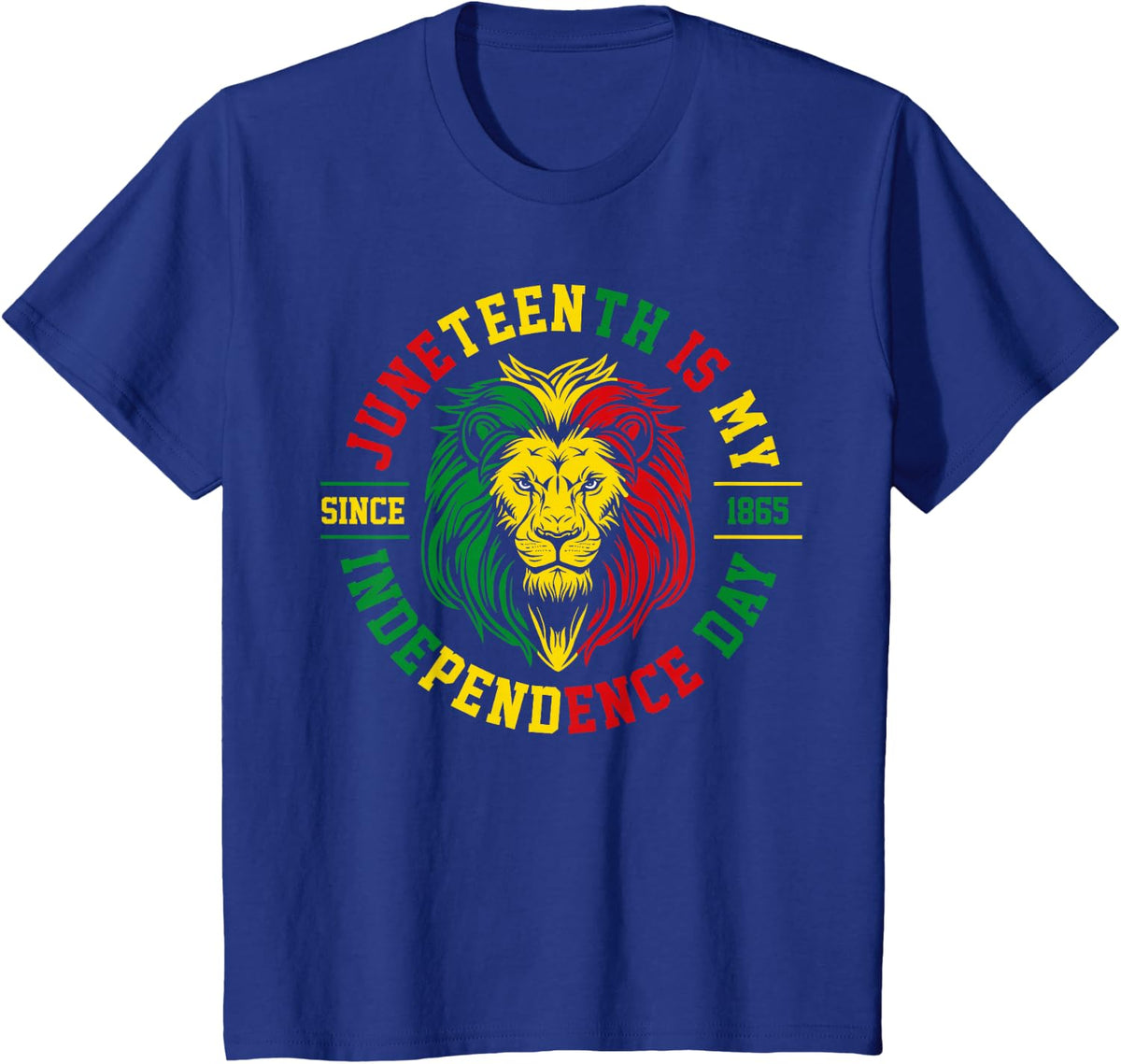 Juneteenth Is My Independence Day Lion Free Ish Since 1865 T-Shirt Tee - Royal Blue