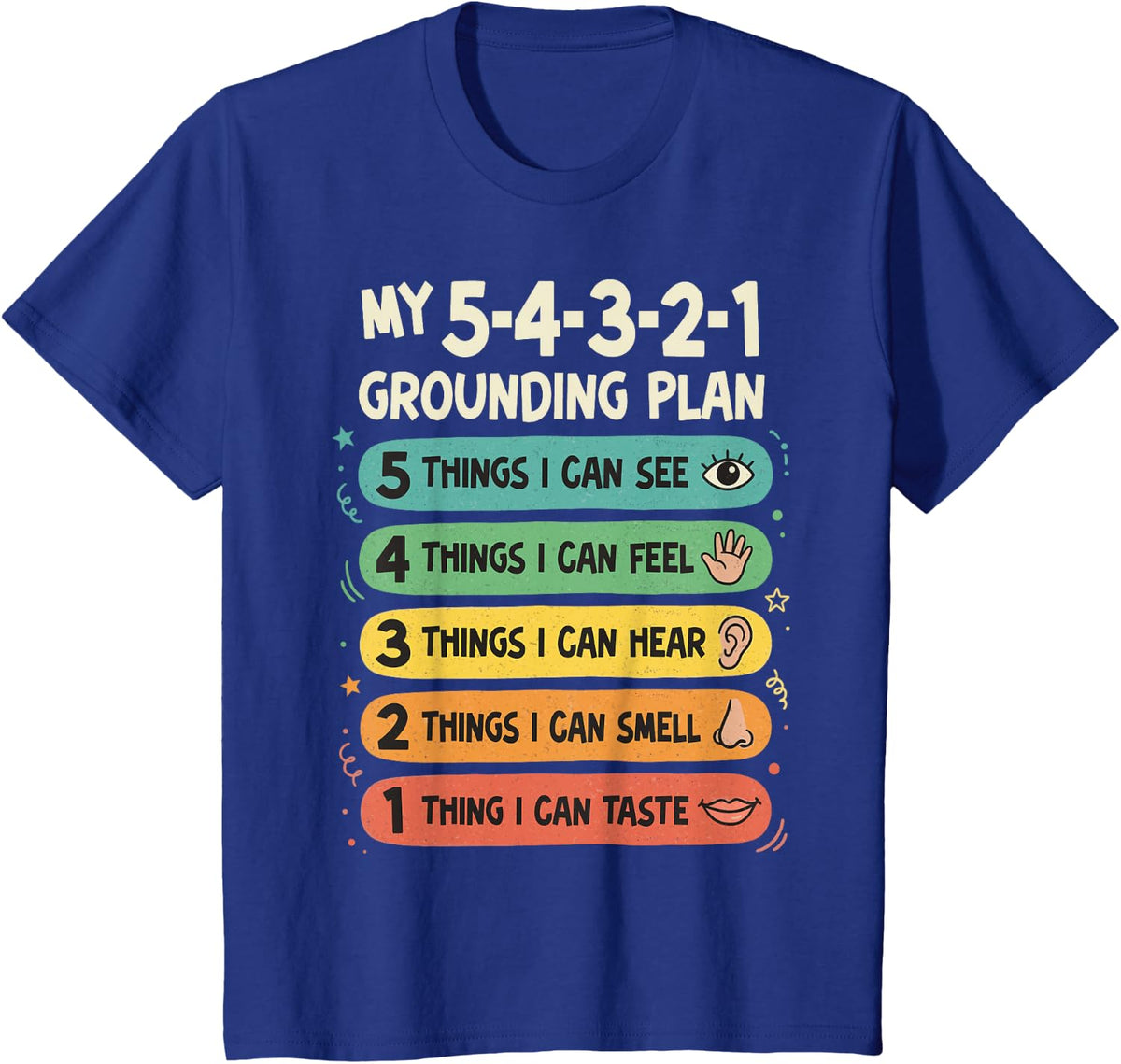 Calming Strategies 54321 Grounding Plan T-Shirt - Royal Blue