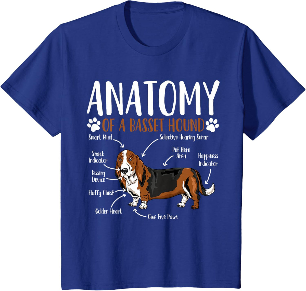 Basset Hound Dog Anatomy T-Shirt - Royal Blue