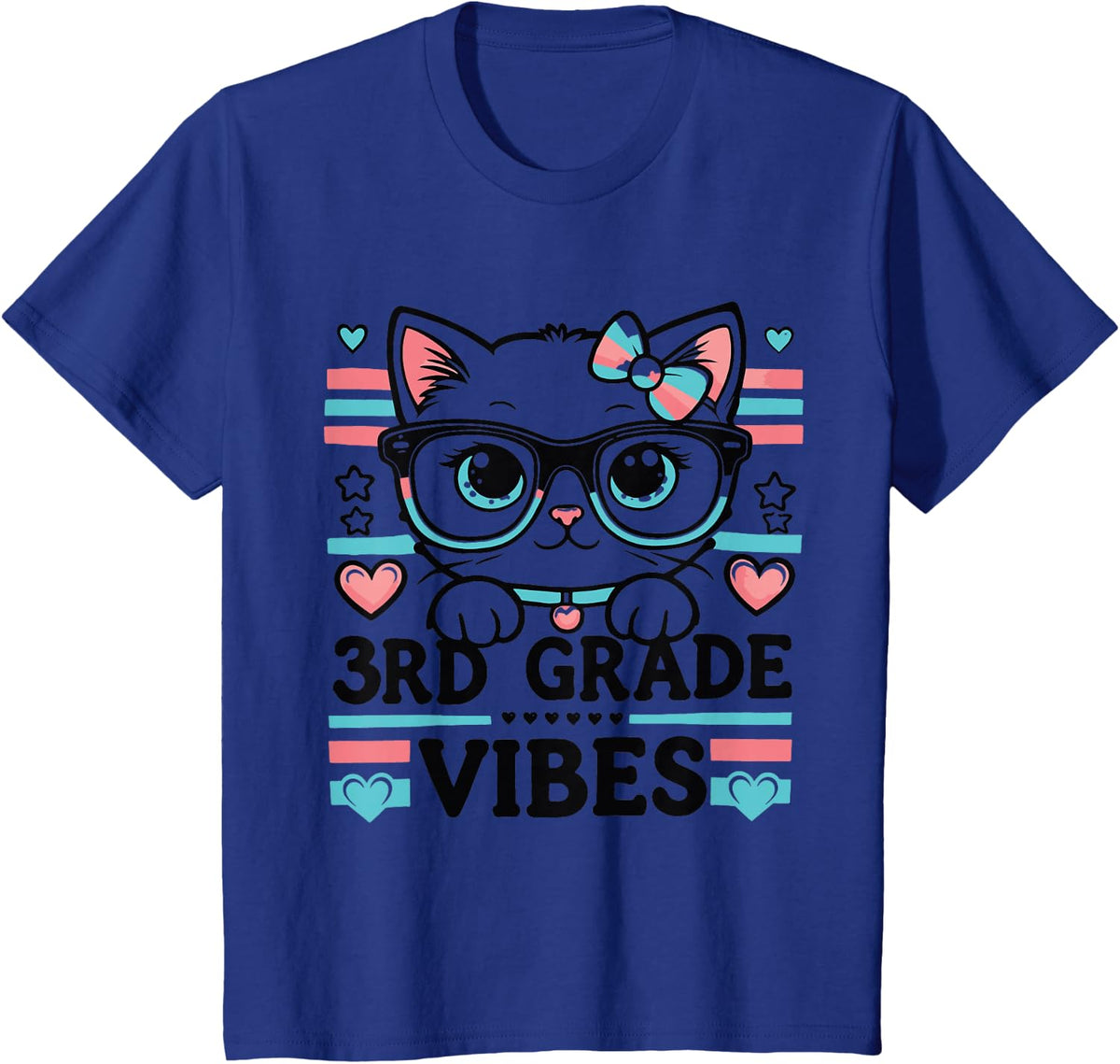 3rd grade Grade Vibes Back to School Cute Cat For Girls T-Shirt - Royal Blue