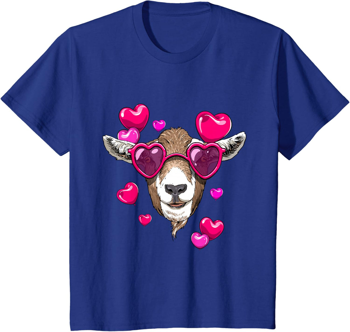 Valentines Goat Shirt Farm Animal Face Goat Lover Farmer T-Shirt - Royal Blue
