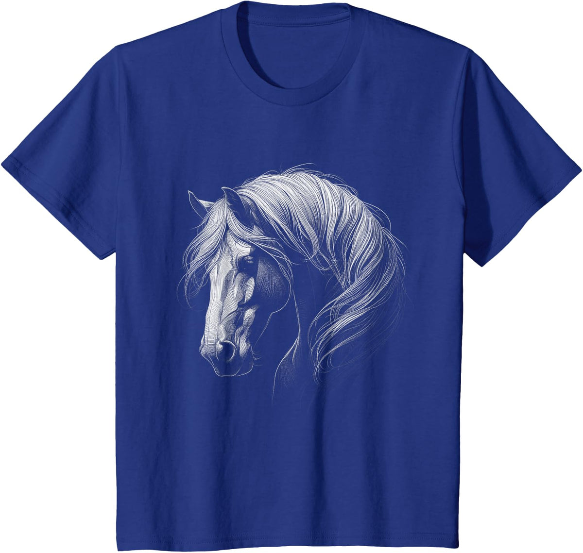 Horse Face Design Graphic T-Shirt - Royal Blue