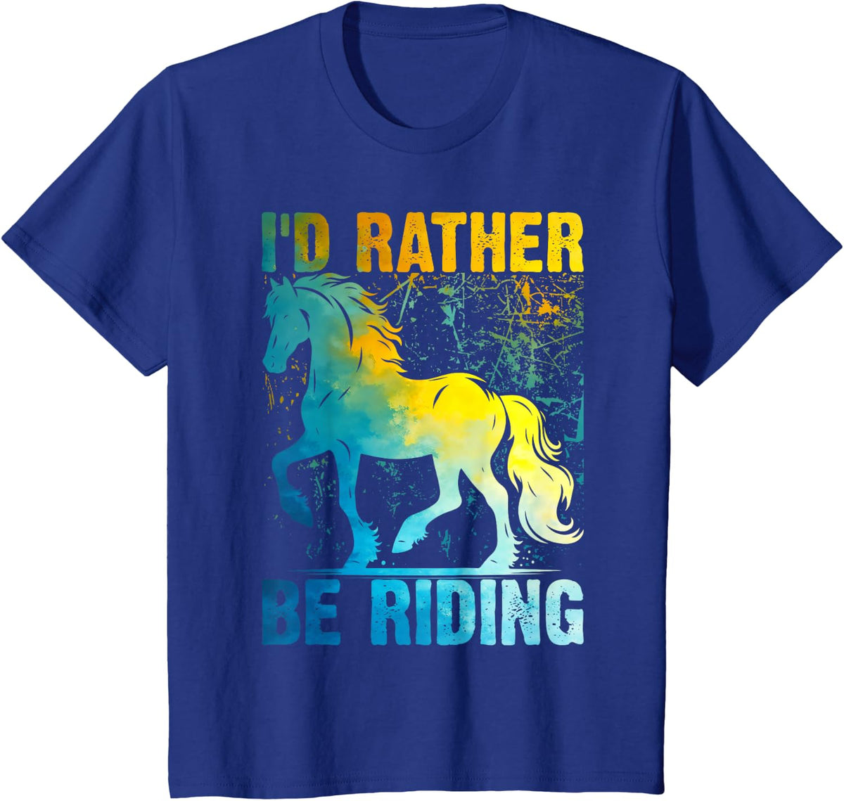 I'd Rather Be Riding Horse Back Girl Women Funny Equestrian T-Shirt - Royal Blue