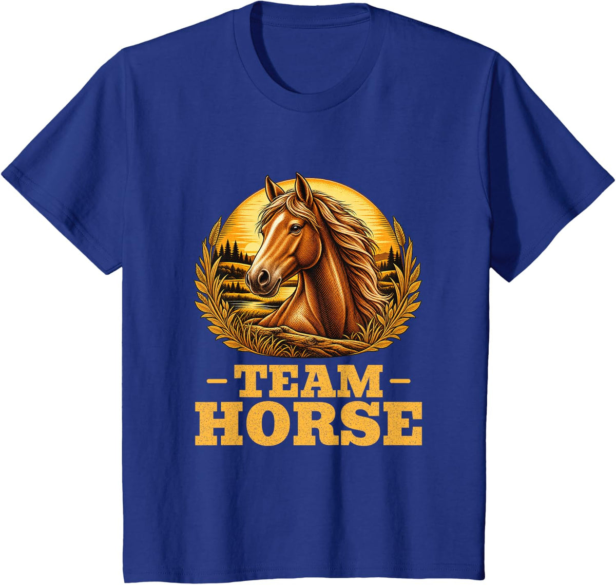 Team Horse Vintage Farm Retro Animal Lover T-Shirt - Royal Blue