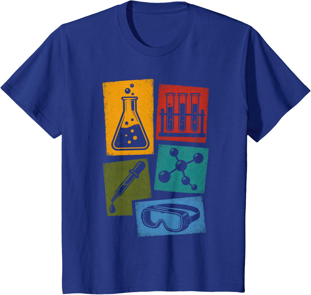 Chemist Lab Flask Test Tubes Molecule Goggles T-Shirt - Royal Blue