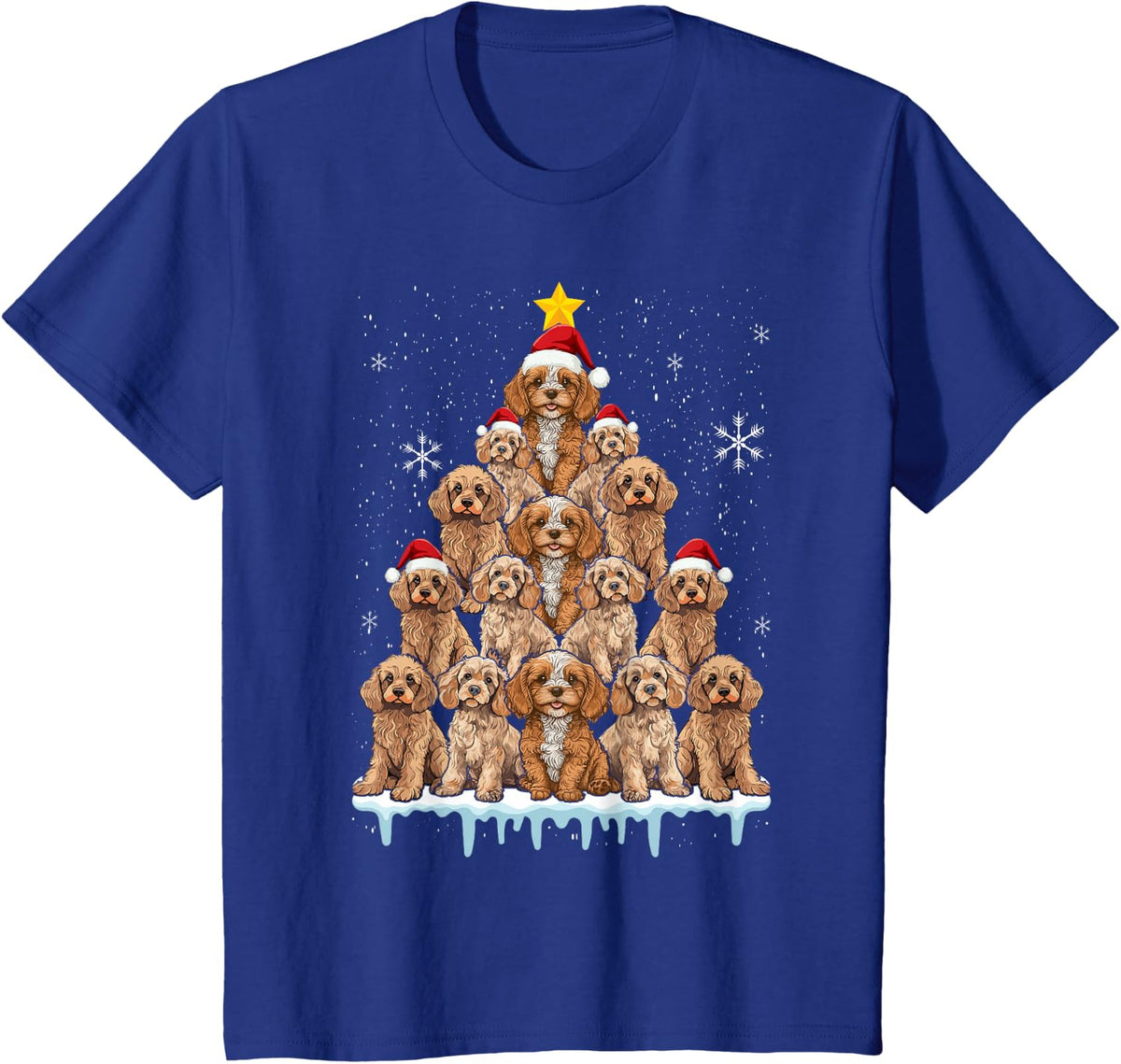 Christmas Tree Santa Cavapoo Christmas Lights Santa Cavapoo T-Shirt - Royal Blue