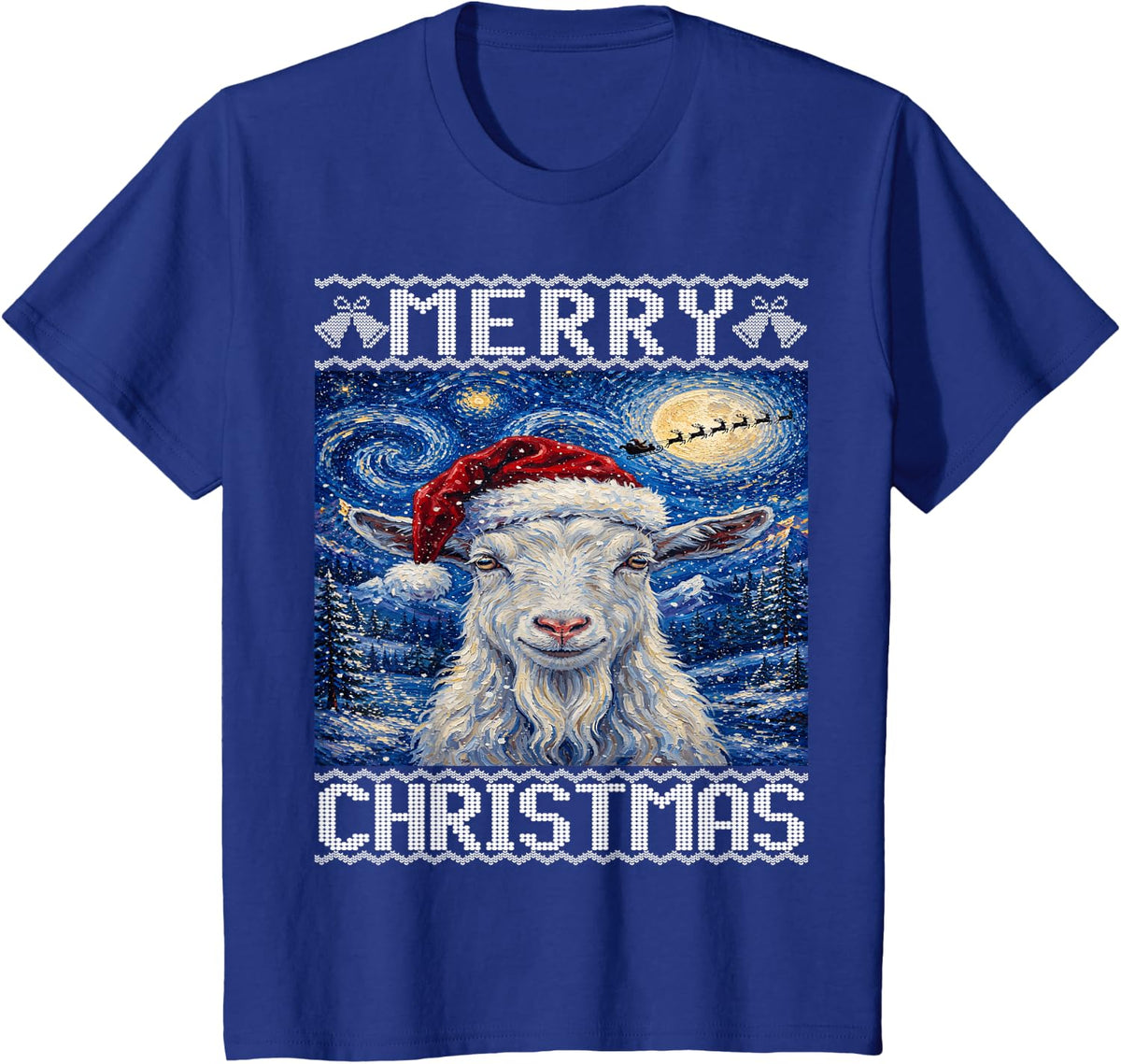 Goat Merry Christmas Ugly T-Shirt - Royal Blue