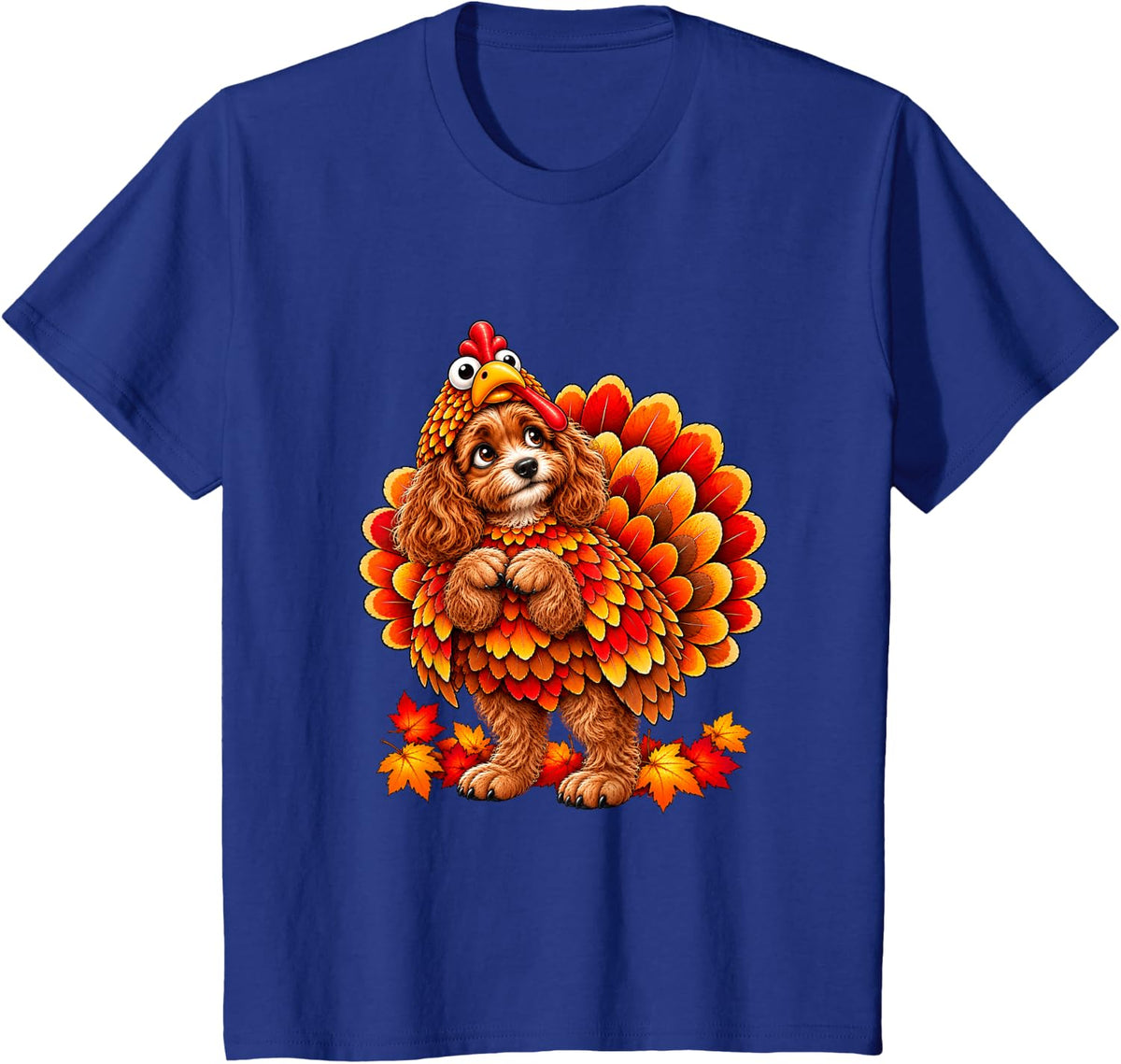 Cavapoo Thanksgiving Turkey Costume Cute Fall Dog T-Shirt - Royal Blue