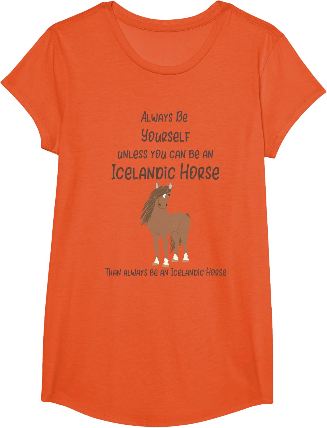 Icelandic Horse Funny Saying Gift Girls Children T-Shirt Tee for Kids Horse Lovers - Girls Orange