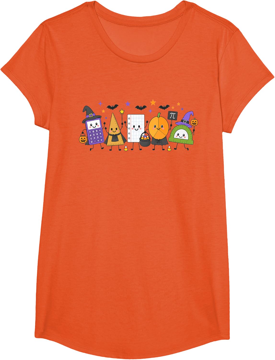 Math Teacher Halloween Algebra Geometry Middle School T-Shirt - Girls Orange