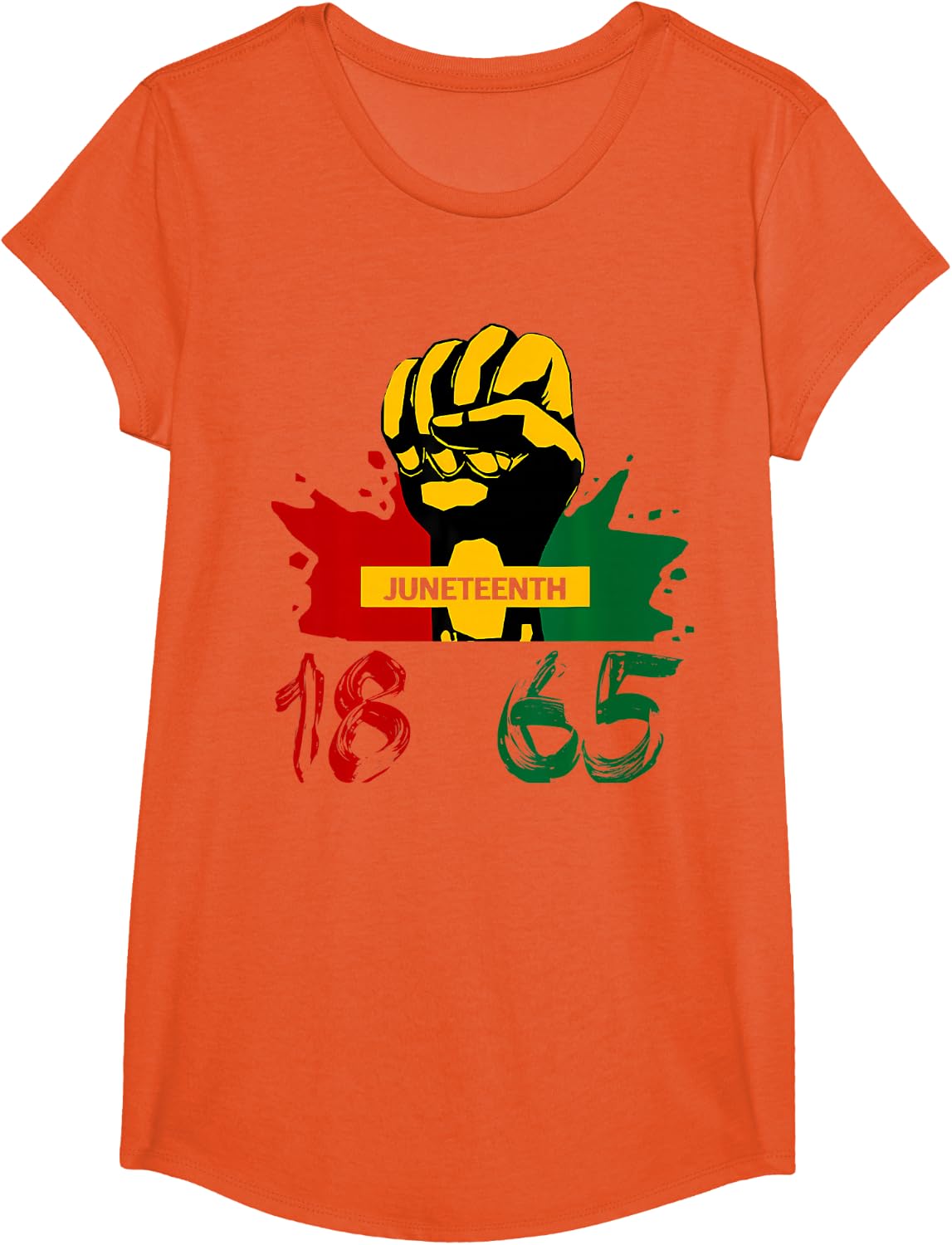 Juneteenth 18 65 African American Power T-Shirt - Girls Orange