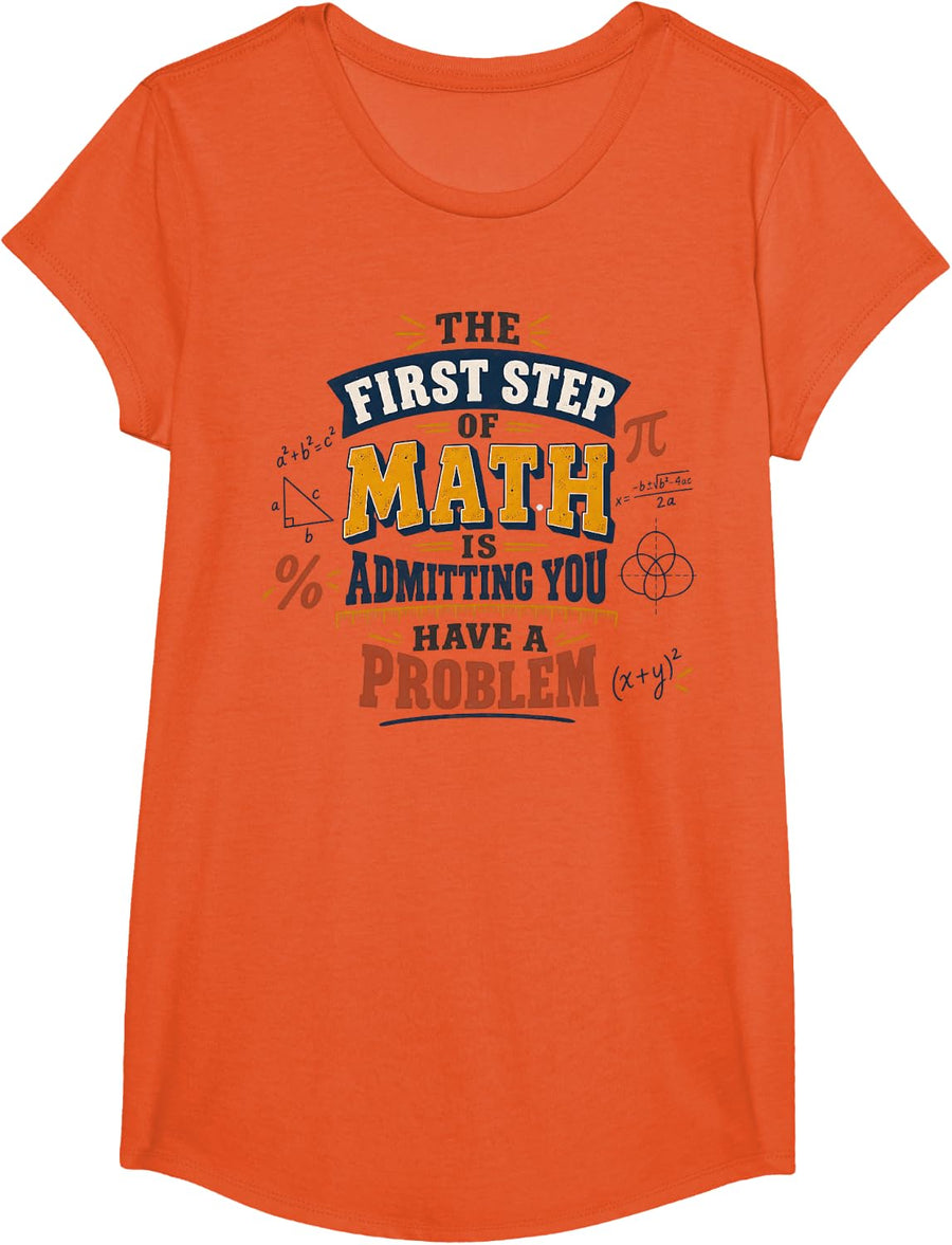 Math Problem Solver Teacher Student Humor Gift T-Shirt - Girls Orange