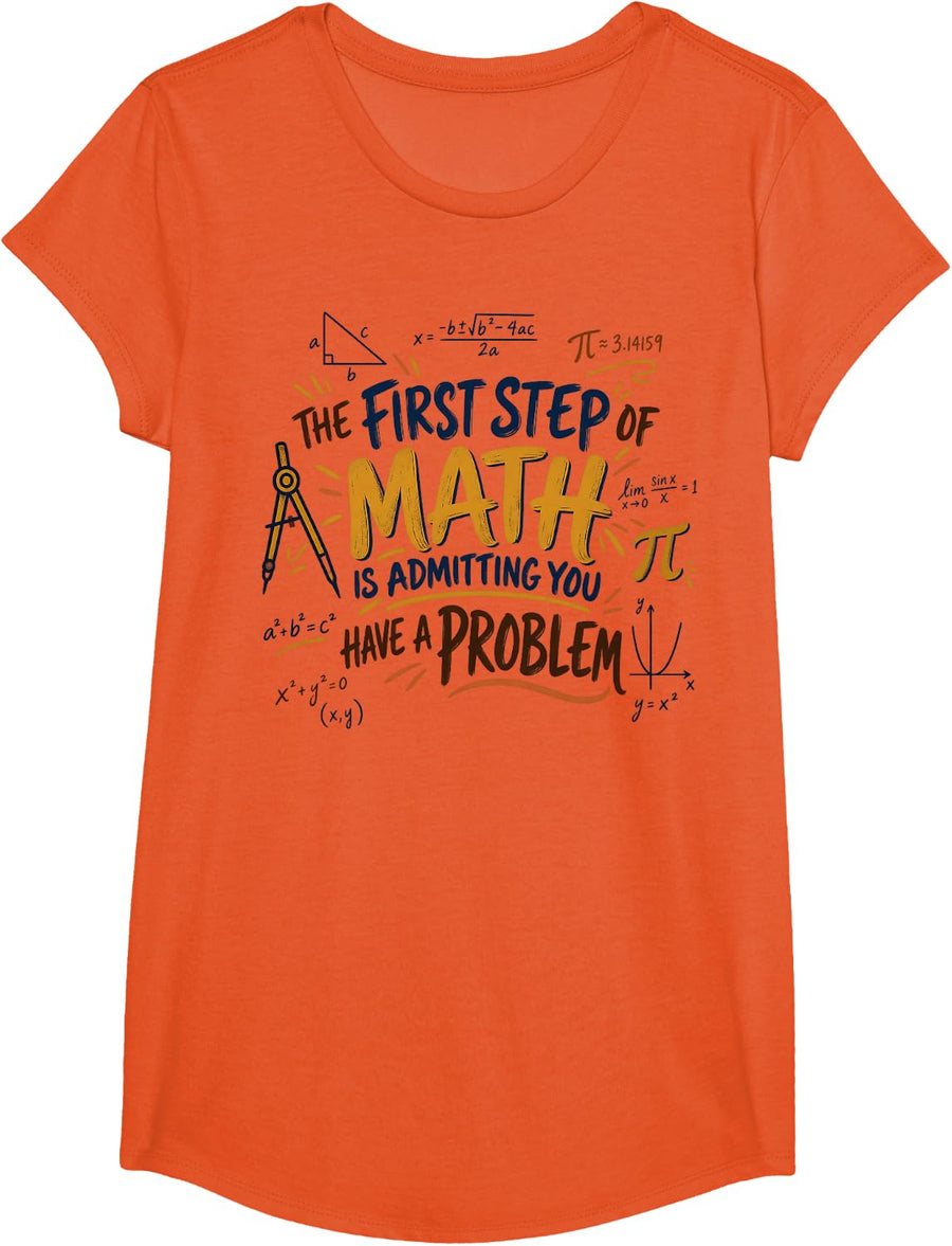 Funny Math Student Classroom Problem Gift T-Shirt - Girls Orange