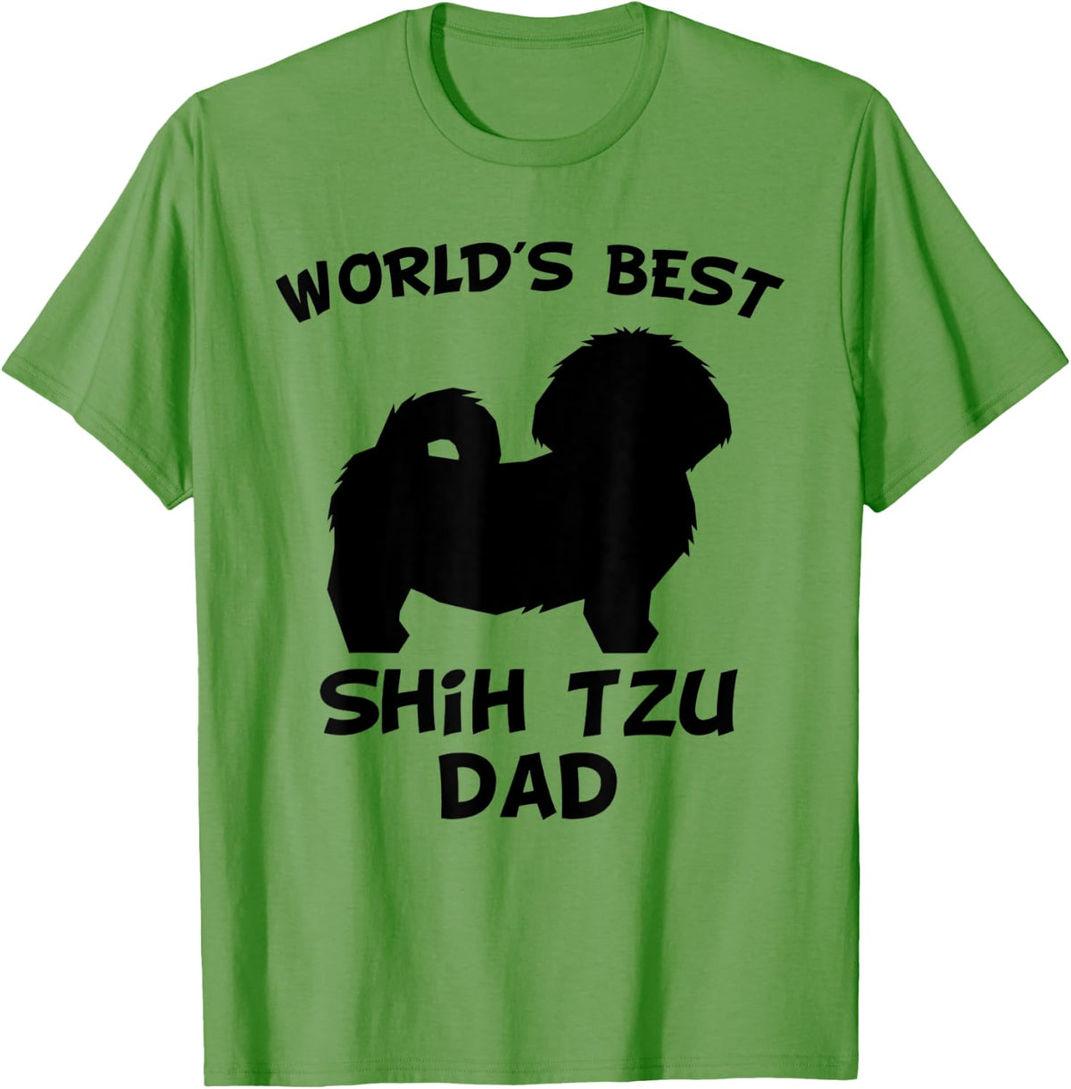 Mens World's Best Shih Tzu Dad Dog Owner T-Shirt - Grass Green