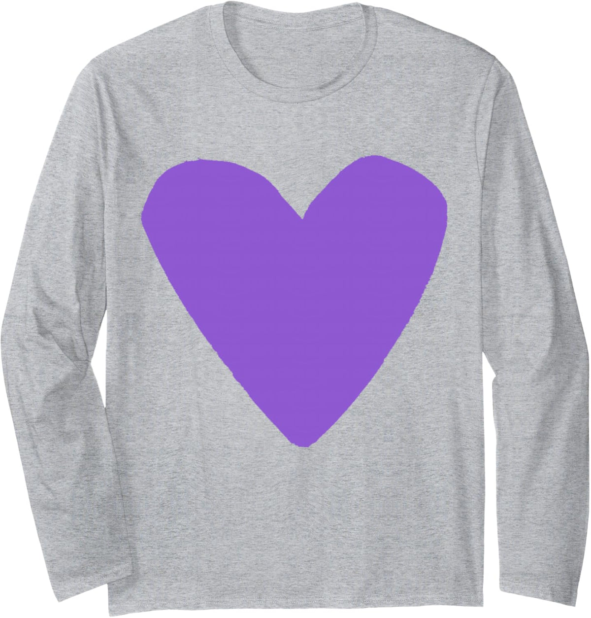 Love Heart Shape Light Violet Long Sleeve T-Shirt - Adult Unisex Heather Grey