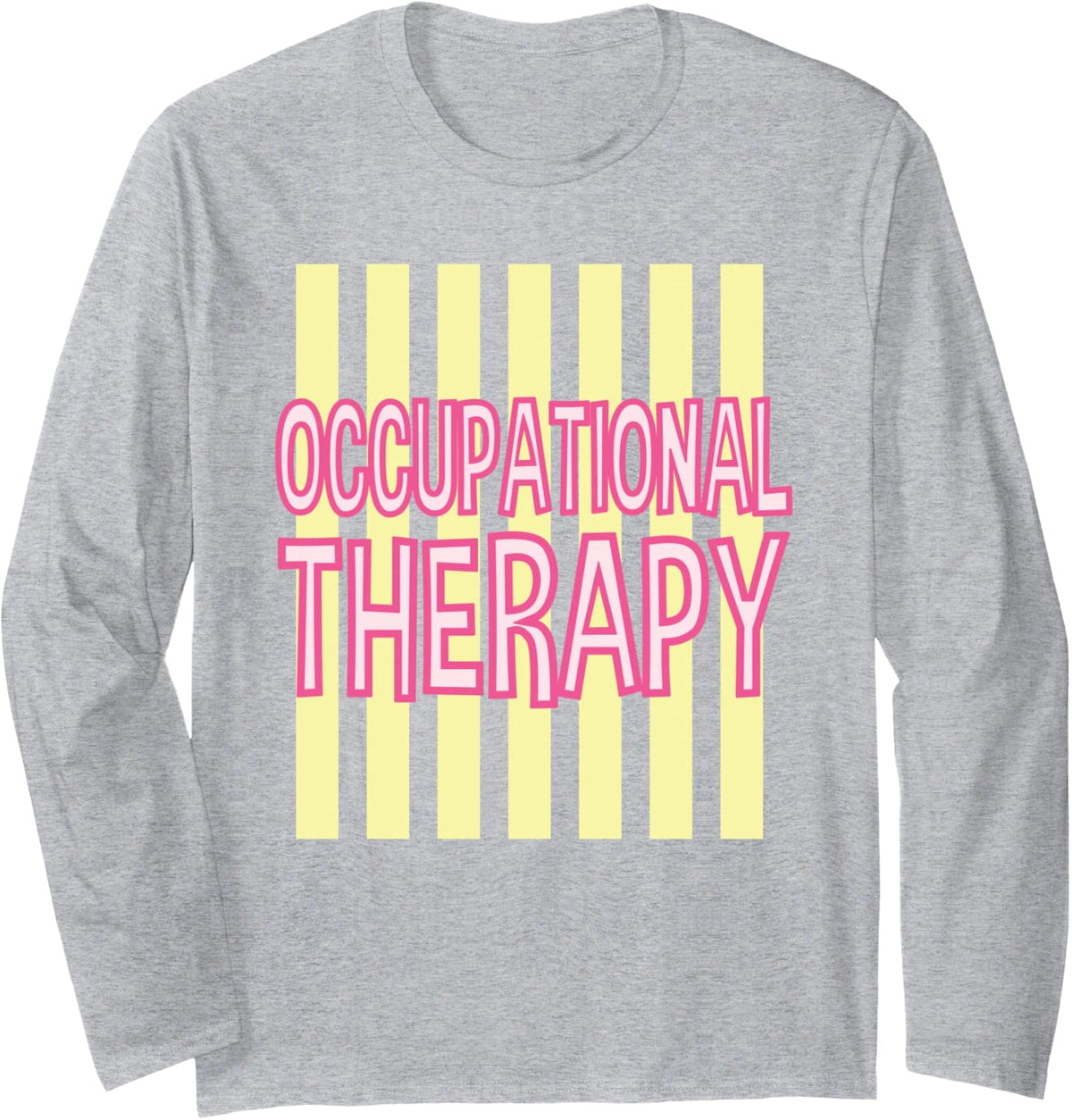 Occupational Therapy Striped Coquette Preppy OT Therapist Long Sleeve T-Shirt - Adult Unisex Heather Grey