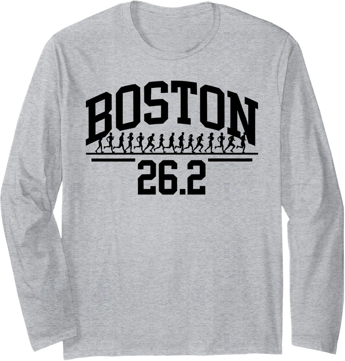 Boston 26.2 Running Marathon Finisher Celebration Runner Run Long Sleeve T-Shirt - Adult Unisex Heather Grey
