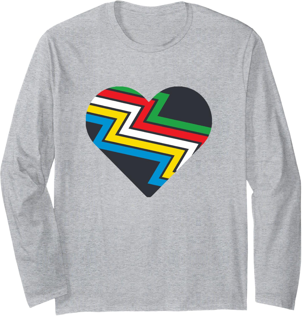 Disability Pride Month Flag Heart Disabled Special Needs Long Sleeve T-Shirt - Adult Unisex Heather Grey