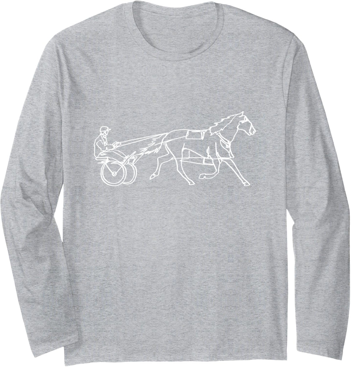 Horse Racing Harness Racing Horse Trotter Pacer One Line Art Long Sleeve T-Shirt - Adult Unisex Heather Grey
