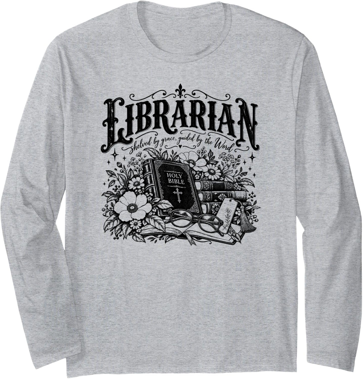 Christian Design for Librarians Long Sleeve T-Shirt - Adult Unisex Heather Grey