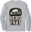 Herd that Funny Farm Animal Goat Lover Long Sleeve T-Shirt - Adult Unisex Heather Grey