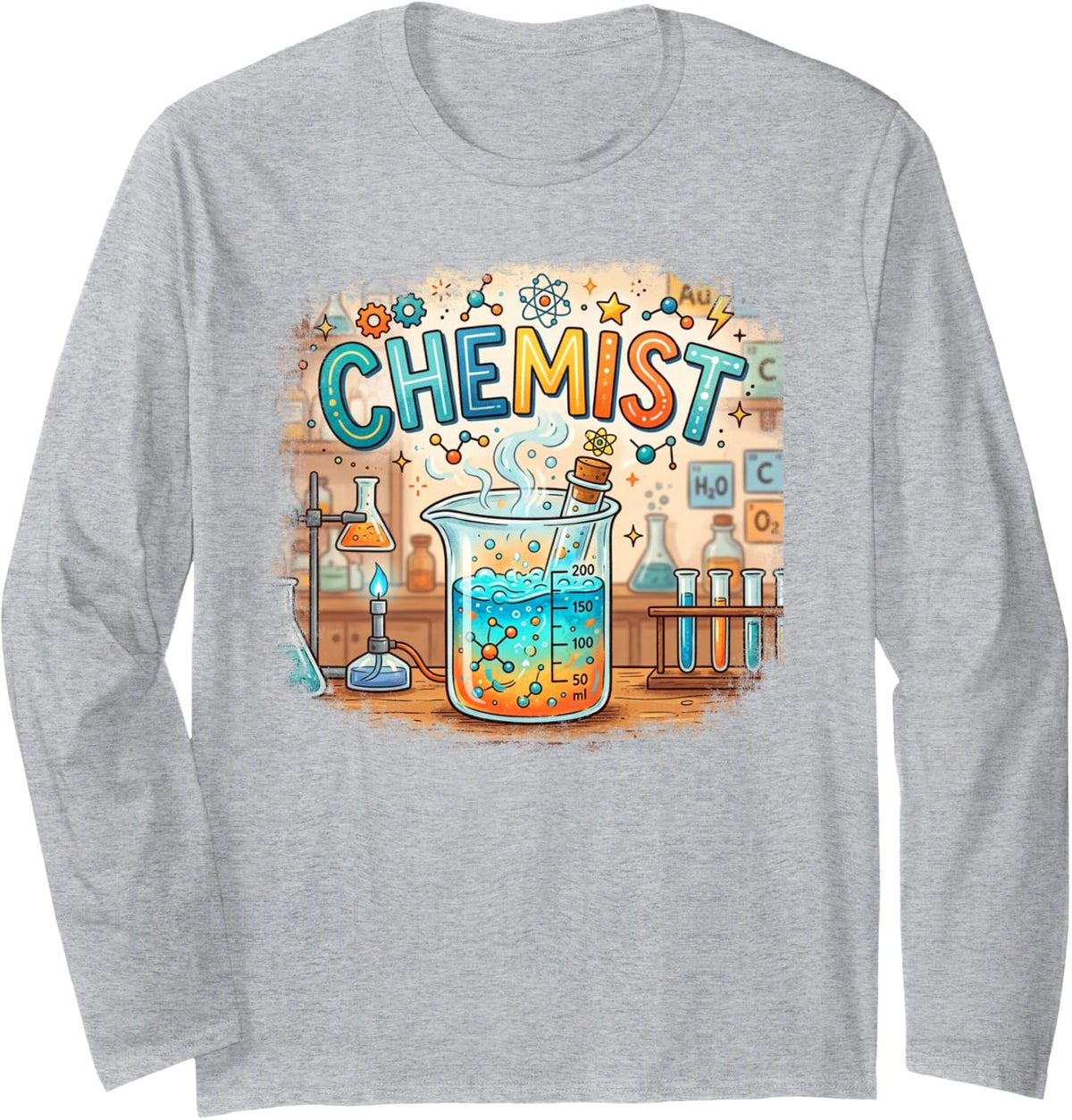 Chemist Chemistry Long Sleeve T-Shirt - Adult Unisex Heather Grey