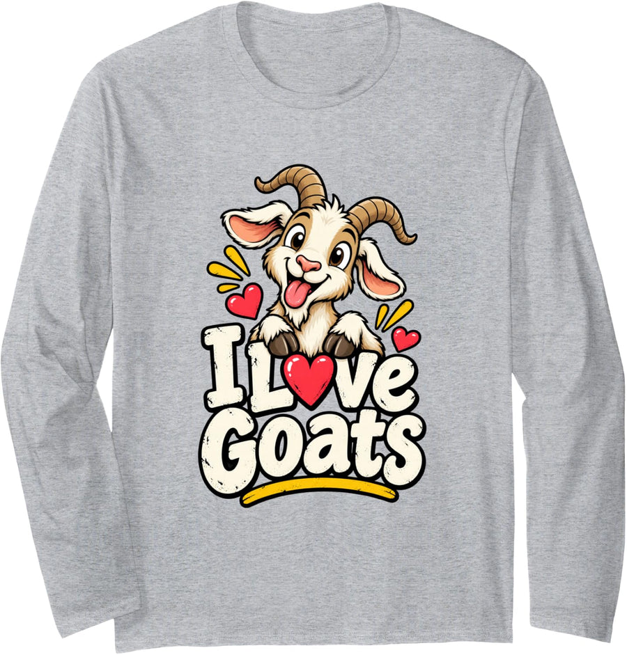 Goat Lover Homestead Farm Animal Humor Long Sleeve T-Shirt - Adult Unisex Heather Grey