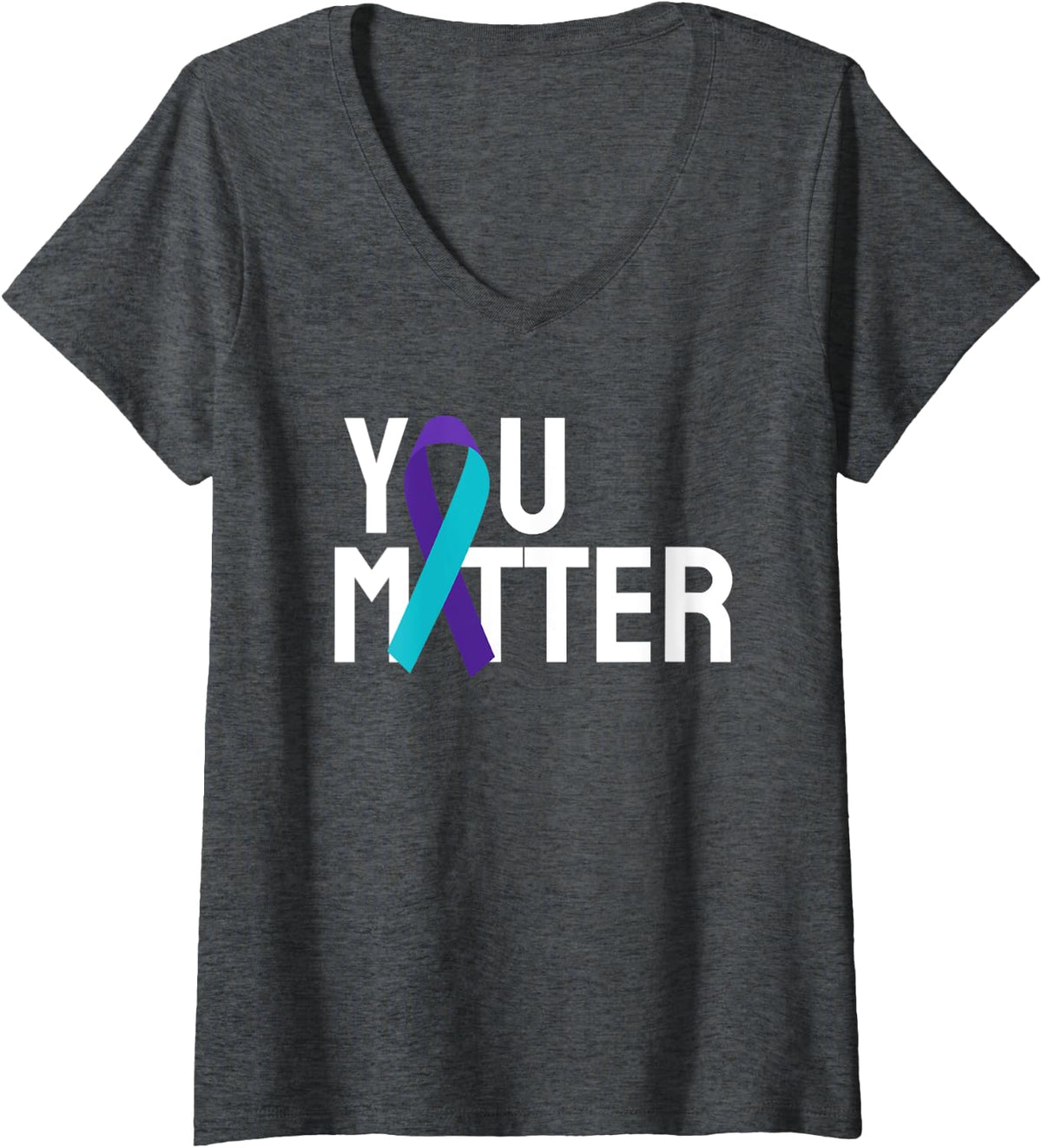 Womens You Matter Suicide Prevention Awareness V-Neck T-Shirt - Dark Heather Grey