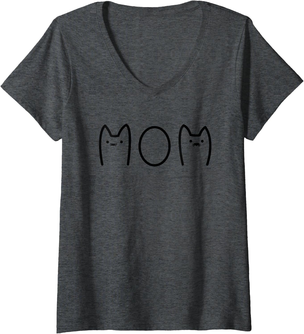Women's Funny Cat Mom V-Neck T-Shirt - Dark Heather Grey