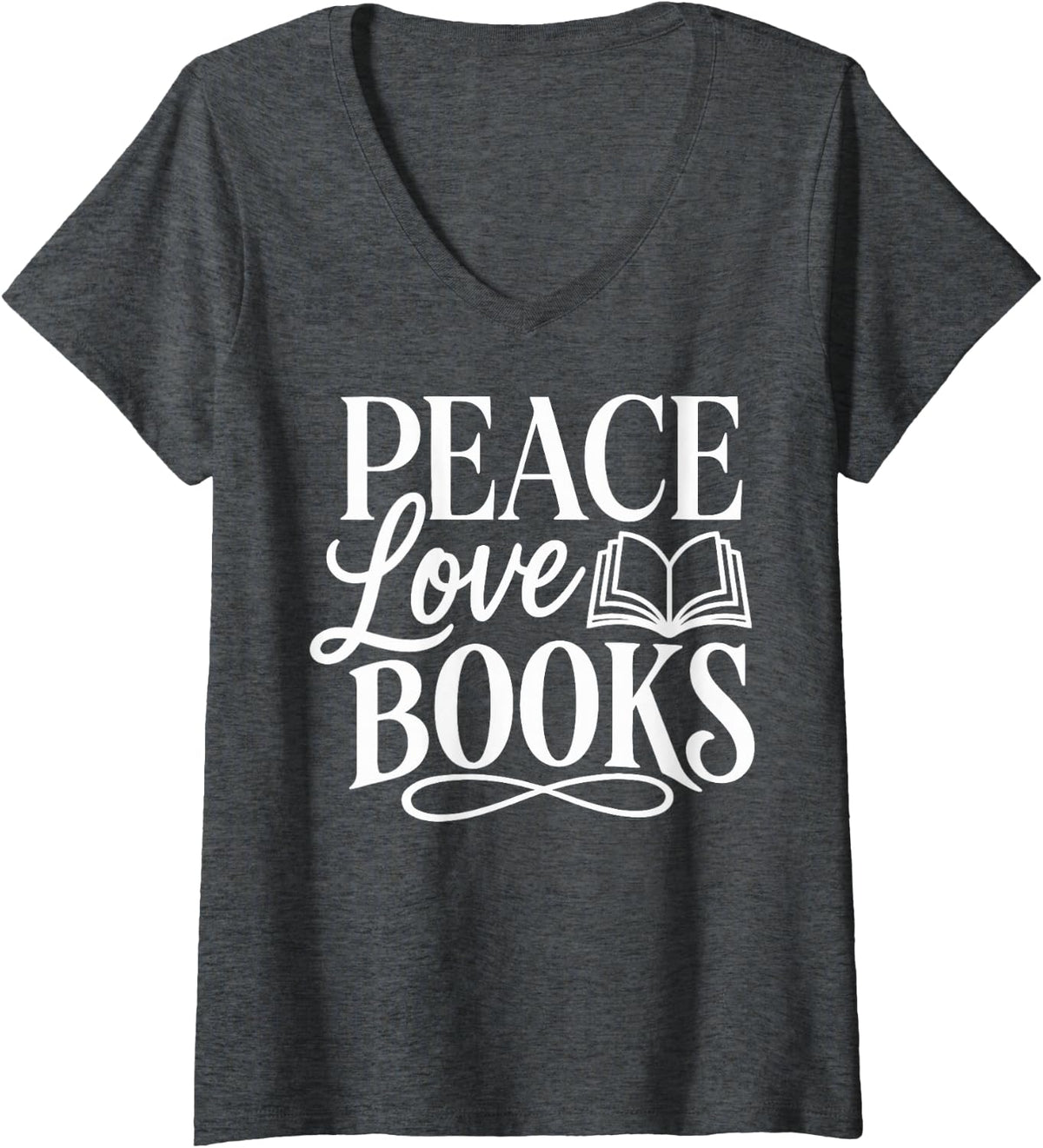 Women's Library Reading Librarian Book Lover V-Neck T-Shirt - Dark Heather Grey