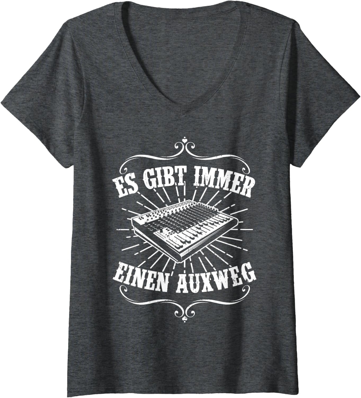 Women's Audio Engineer Funny Sound Engineering Sound Guy V-Neck T-Shirt - Dark Heather Grey