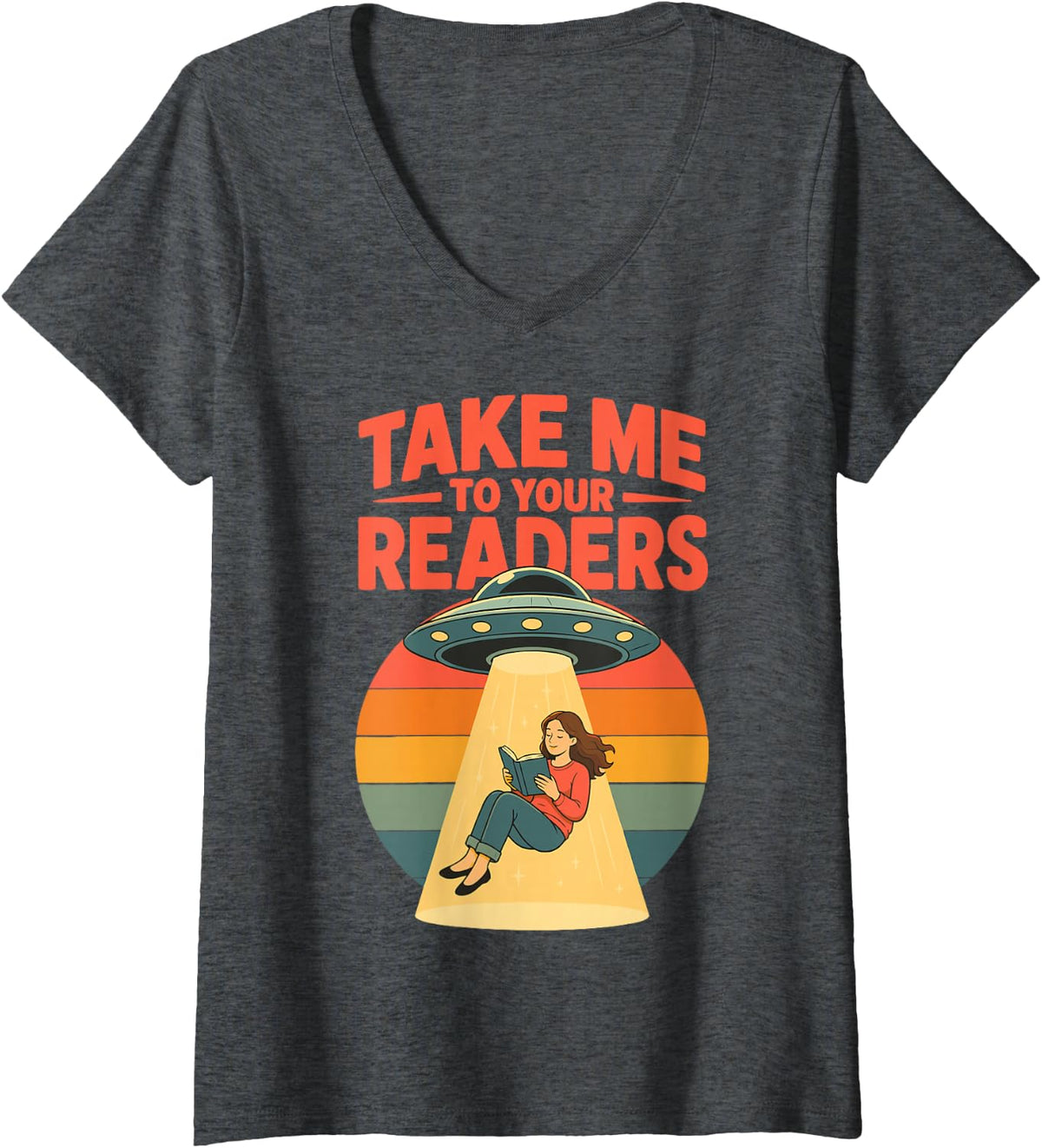 Women's Funny Librarian Book Lover Library Reading V-Neck T-Shirt - Dark Heather Grey
