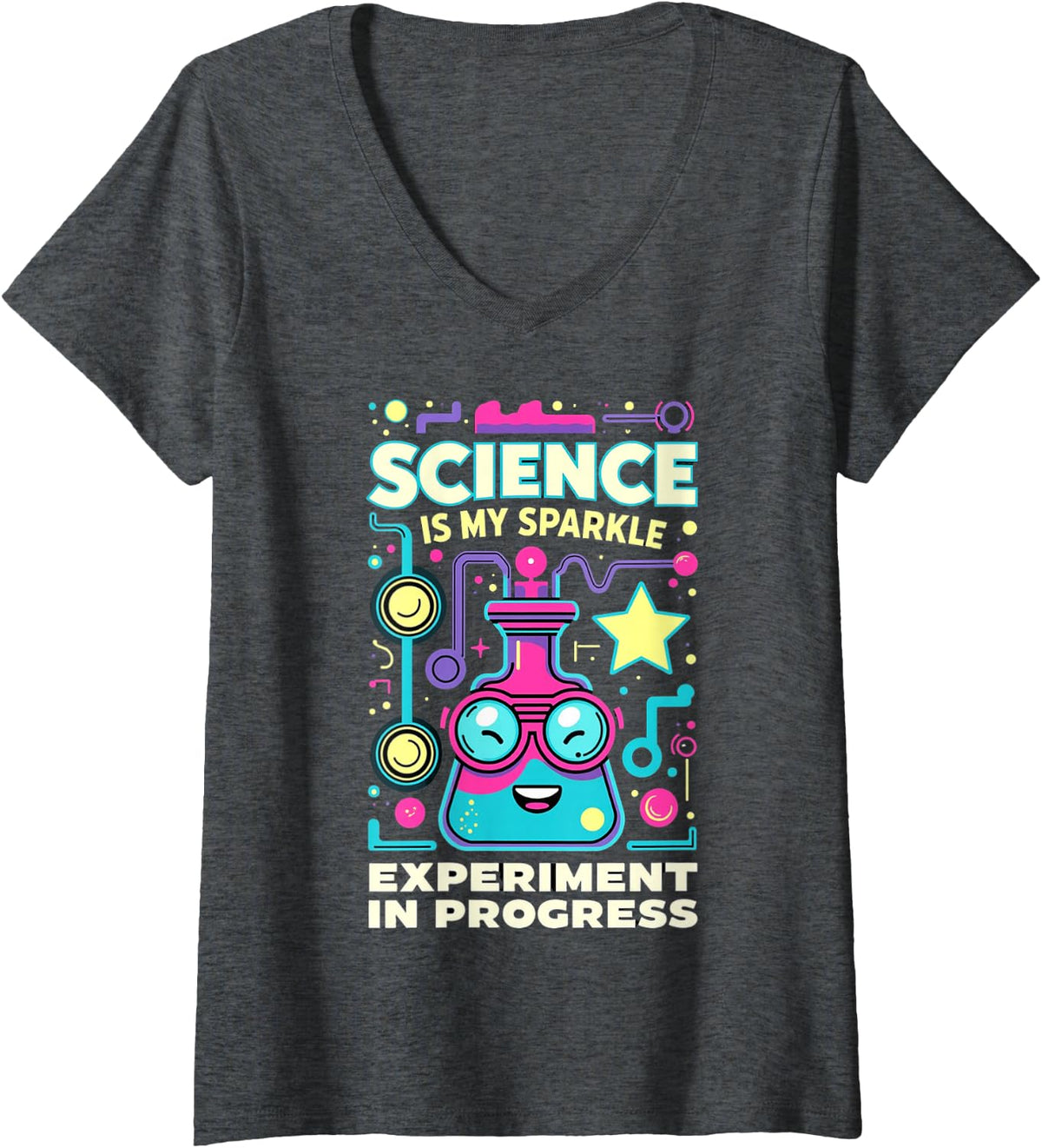 Women's Science Future Chemist Beaker V-Neck T-Shirt - Dark Heather Grey