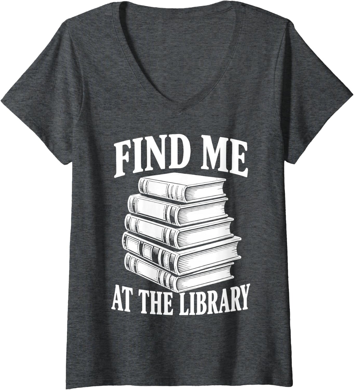 Women's Librarian Read Books Library Lover V-Neck T-Shirt - Dark Heather Grey