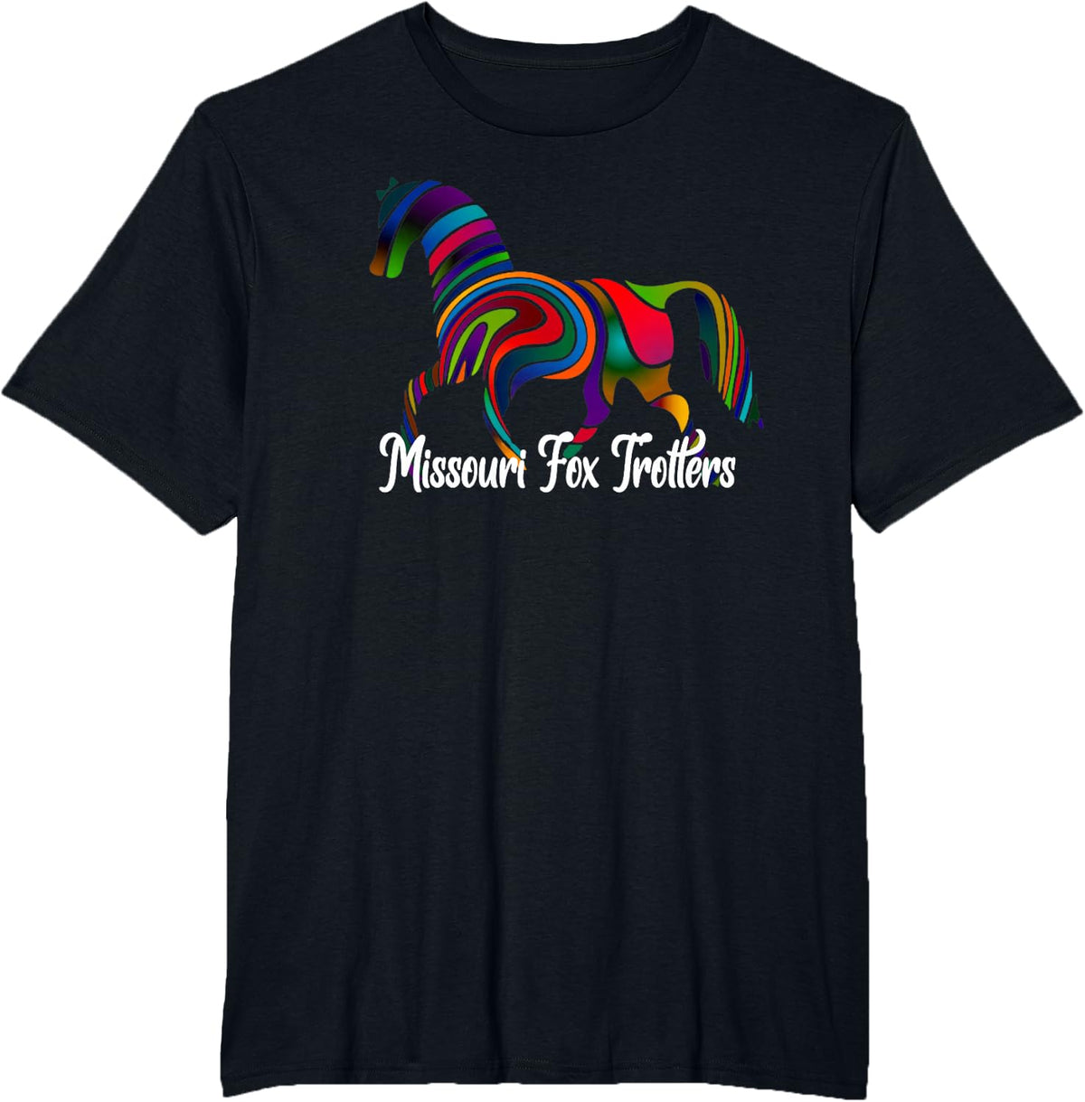 Missouri Fox Trotter Horse Rainbow Fade T-Shirt - Black