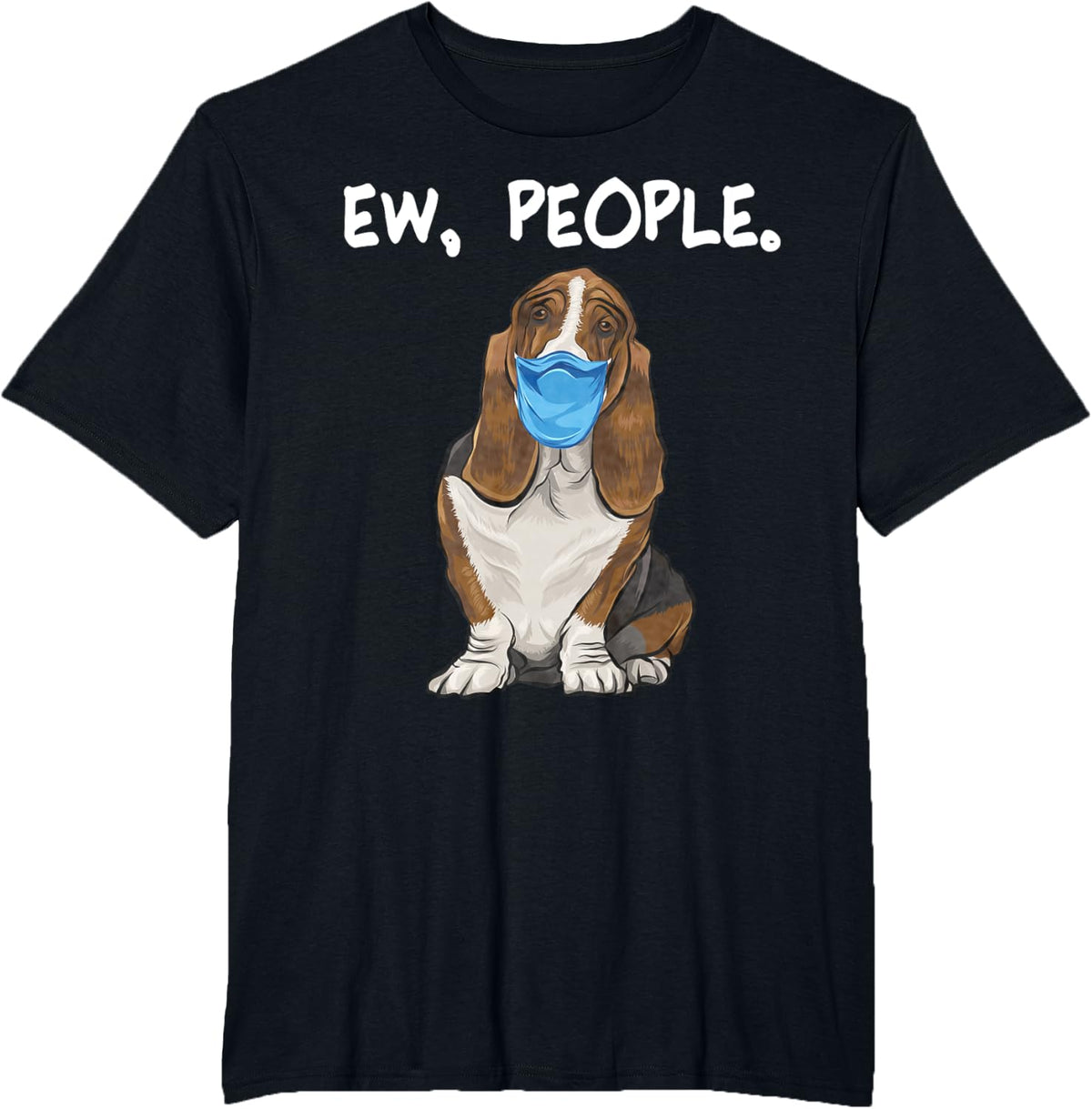 Basset Hound Ew People Dog Wearing Face Mask T-Shirt - Black