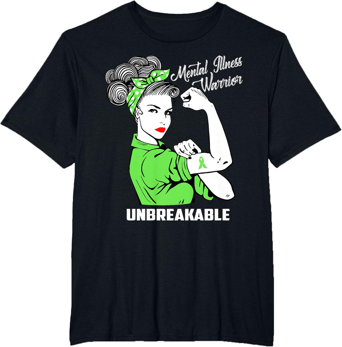 Mental Illness Warrior Unbreakable T-Shirt Awareness Gift - Black