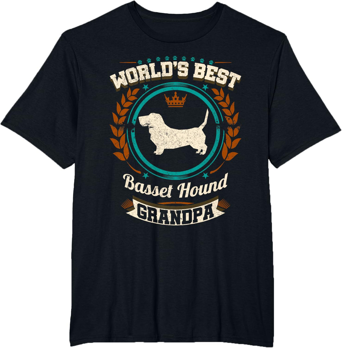 World's Best Basset Hound Grandpa Granddog T-Shirt T-Shirt - Black