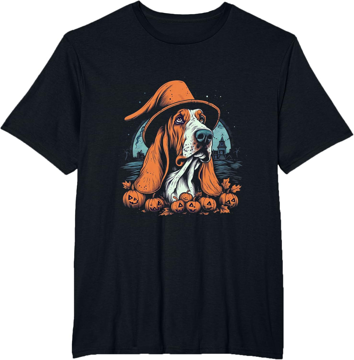 Basset Hound Witch Halloween Costume Dog Lover Puppy T-Shirt - Black