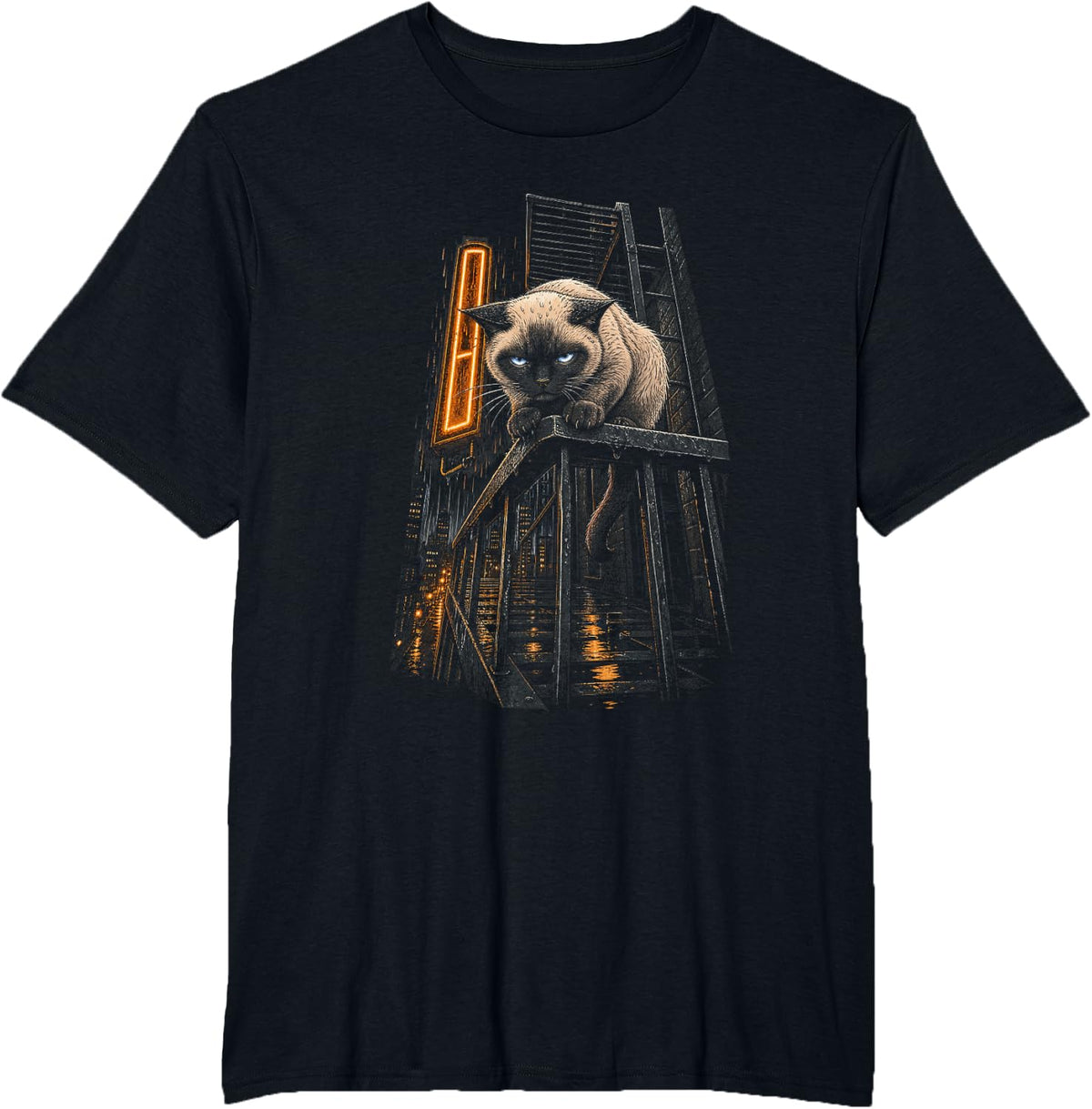 Siamese Cat Graphic Women Cat Mom T-Shirt - Black