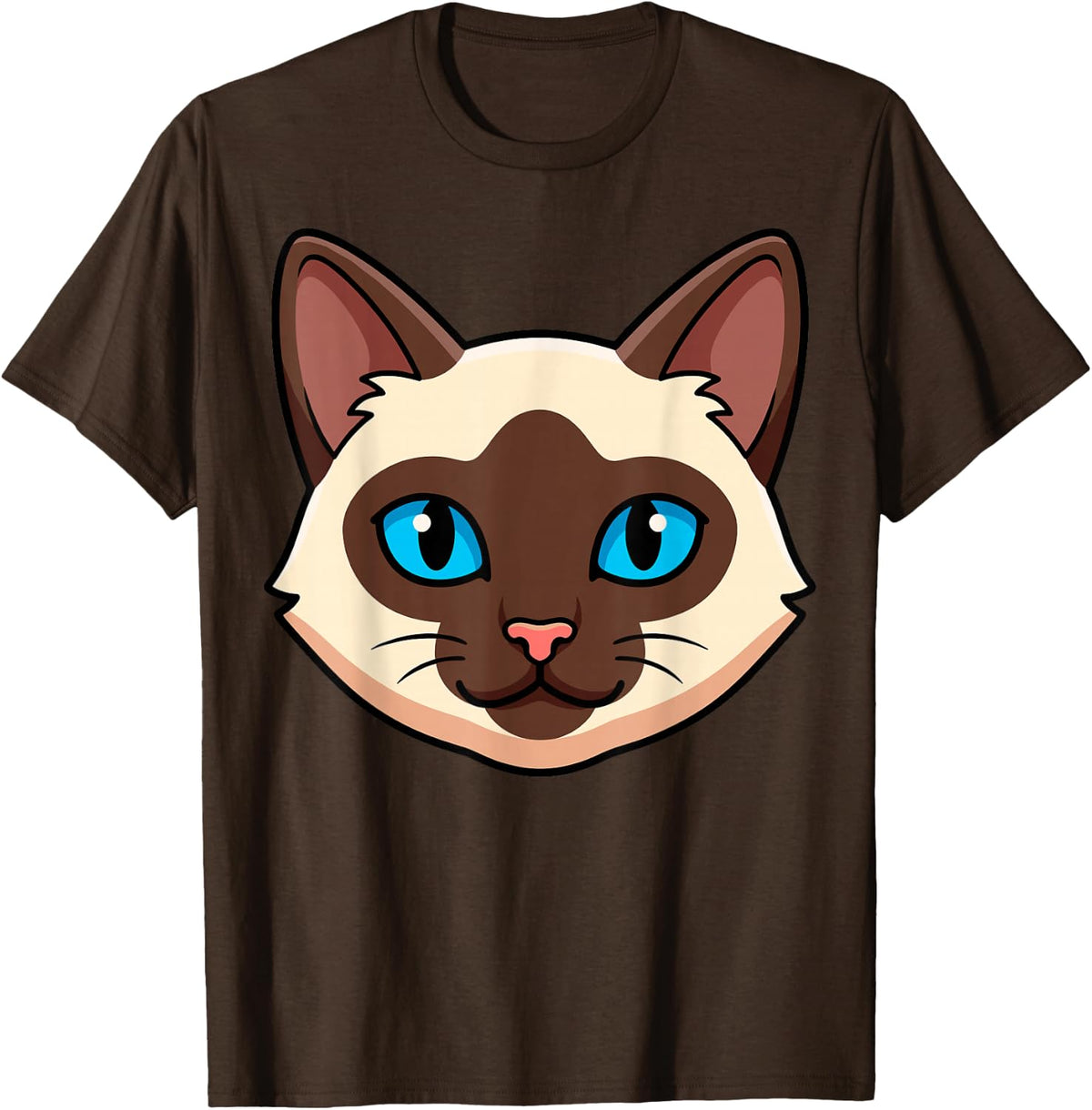 Cute Siamese Cat Face Costume Halloween Feline Character T-Shirt - Brown