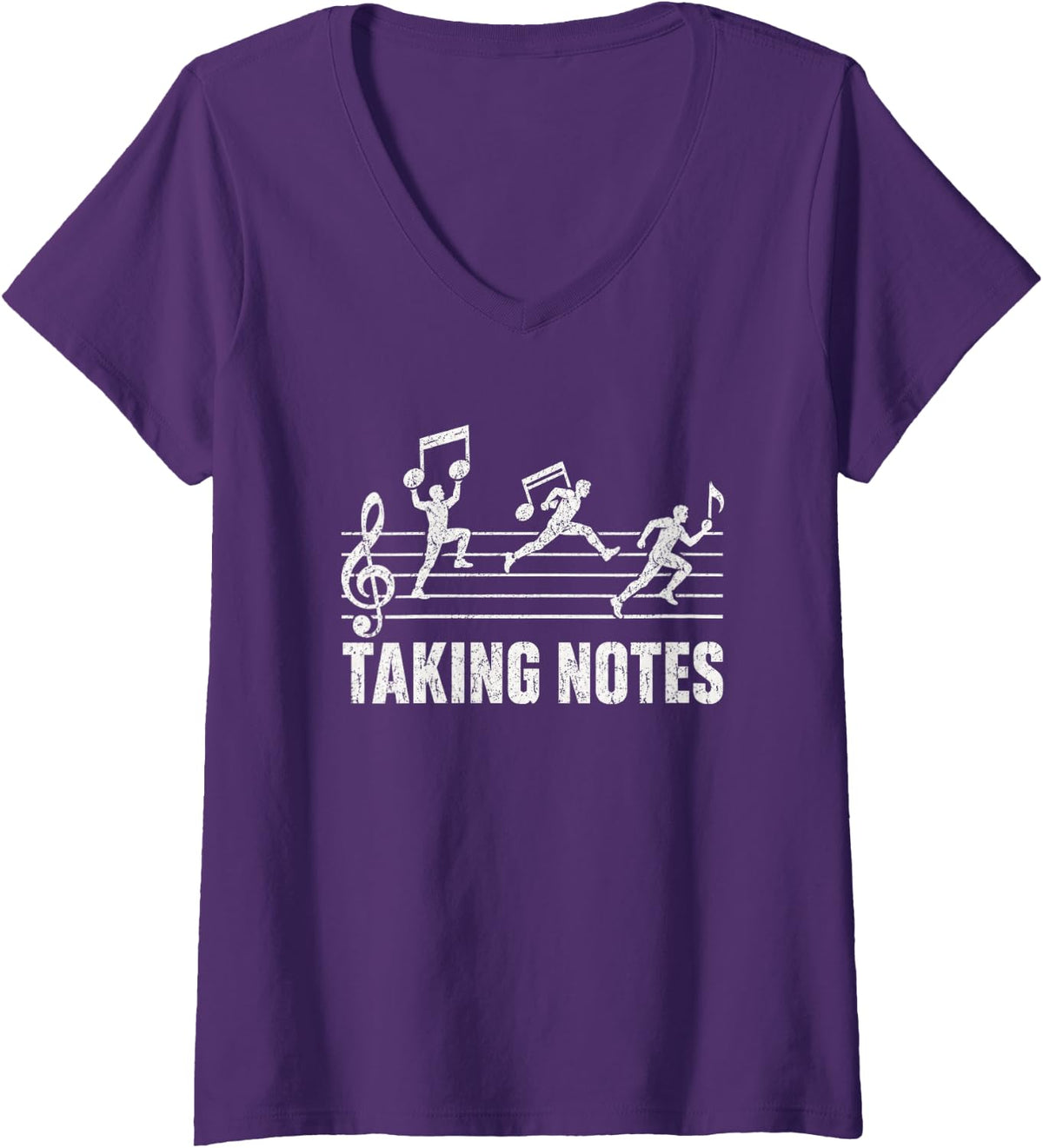 Women's Taking Notes -Funny Sheet Music Teacher Music Lover Musician V-Neck T-Shirt - Purple
