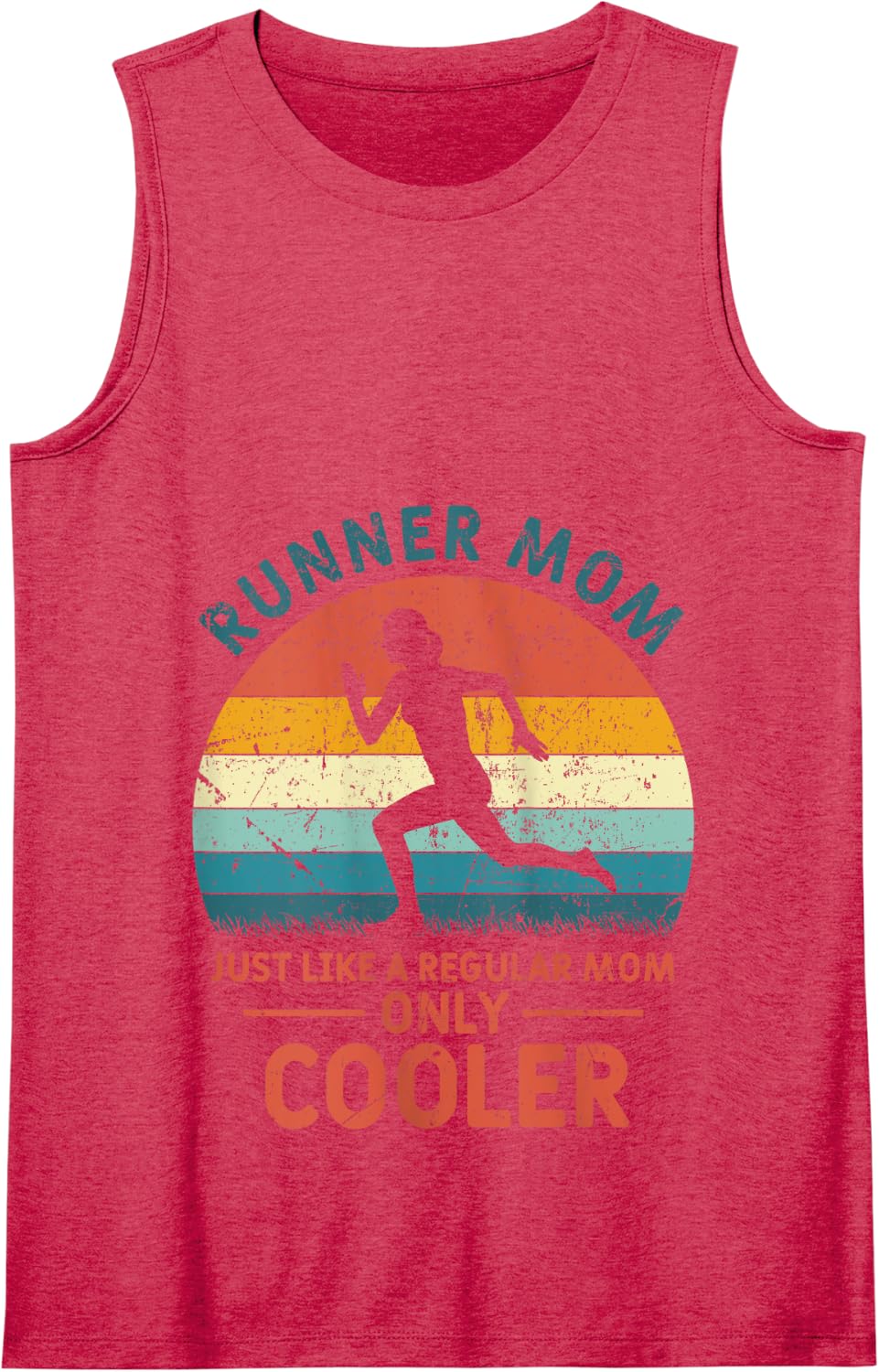 Womens Runner Mom Funny Marathon Running Jogging Mother's Day Tank Top - Red