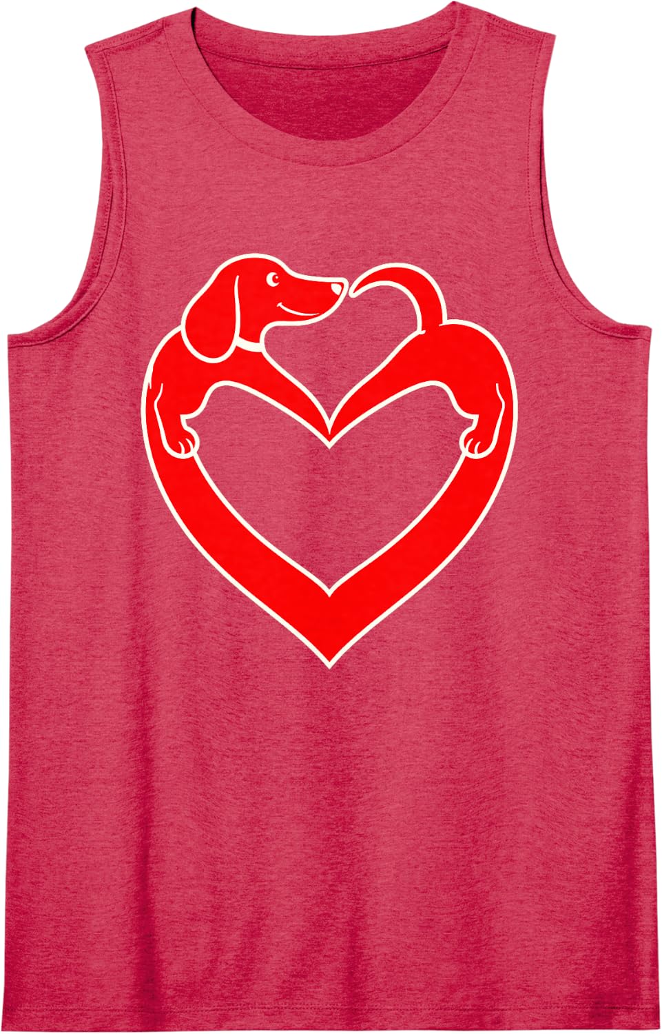 Dachshund Heart Funny Wiener Dog Lover Sausage Owner Mom Sleeveless Tank Top - Red