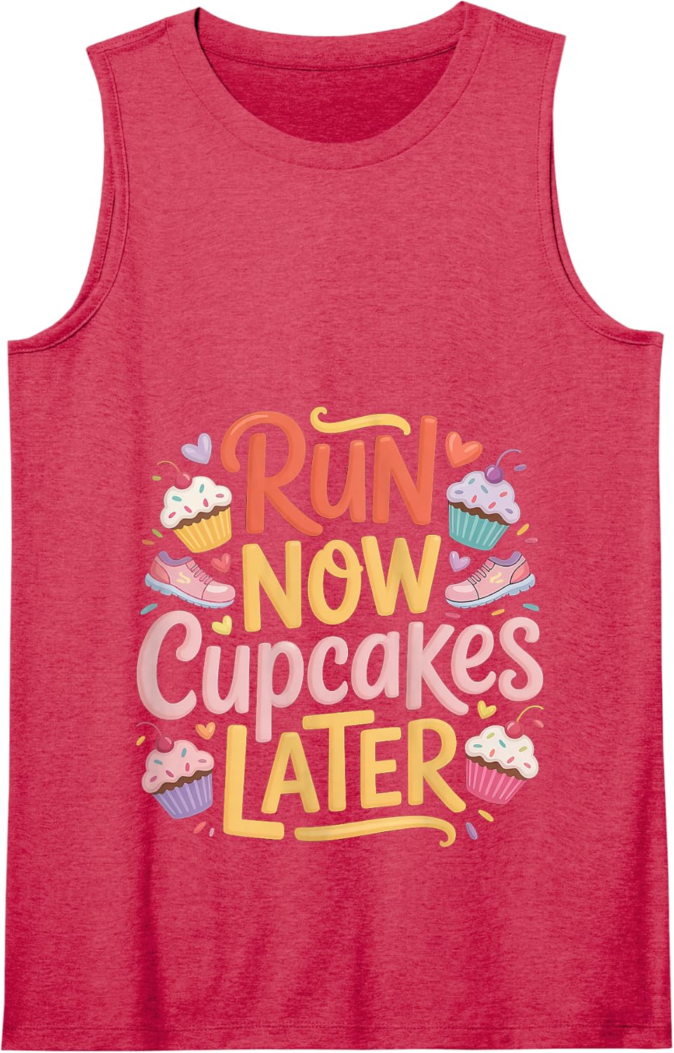 Run Now Cupcakes Later Marathon Runner Motivation - Tank Top - Red