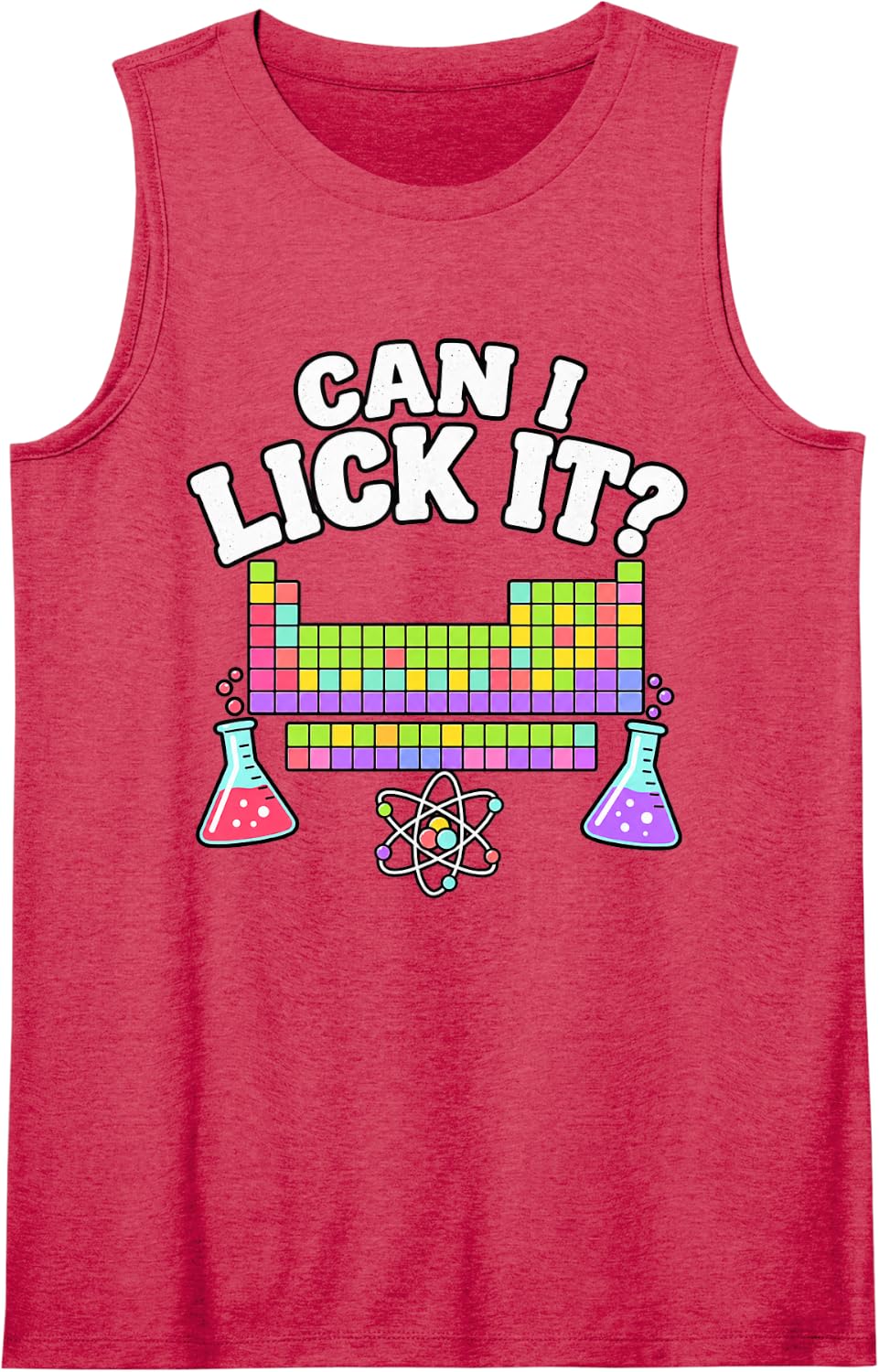 Funny Chemistry Can I Lick It Science Lab Periodic Table Sleeveless Tank Top - Red